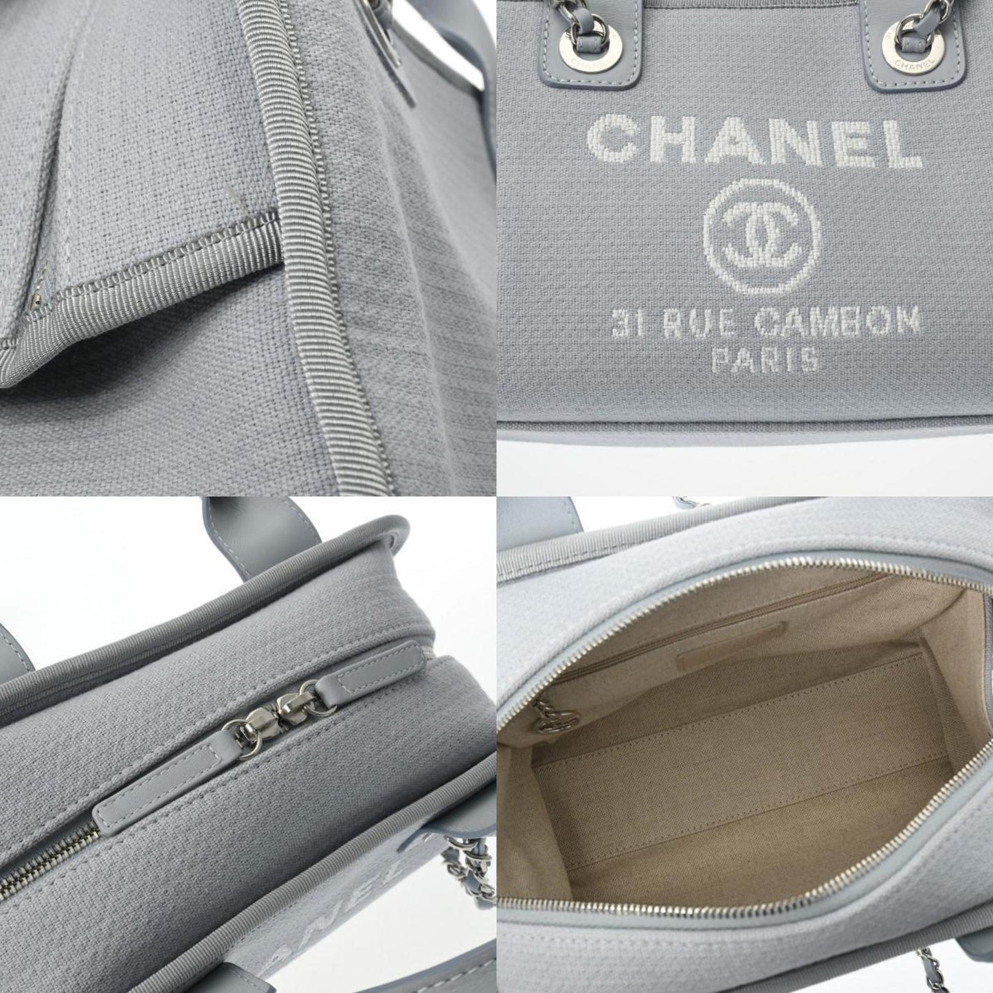 Chanel Sac Deauville en toile bleu