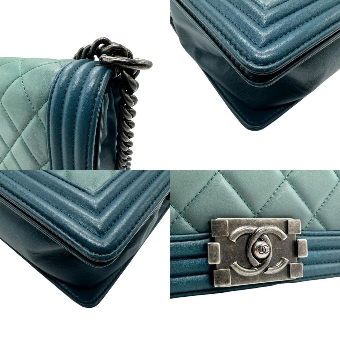 Chanel Sac Boy en cuir vert