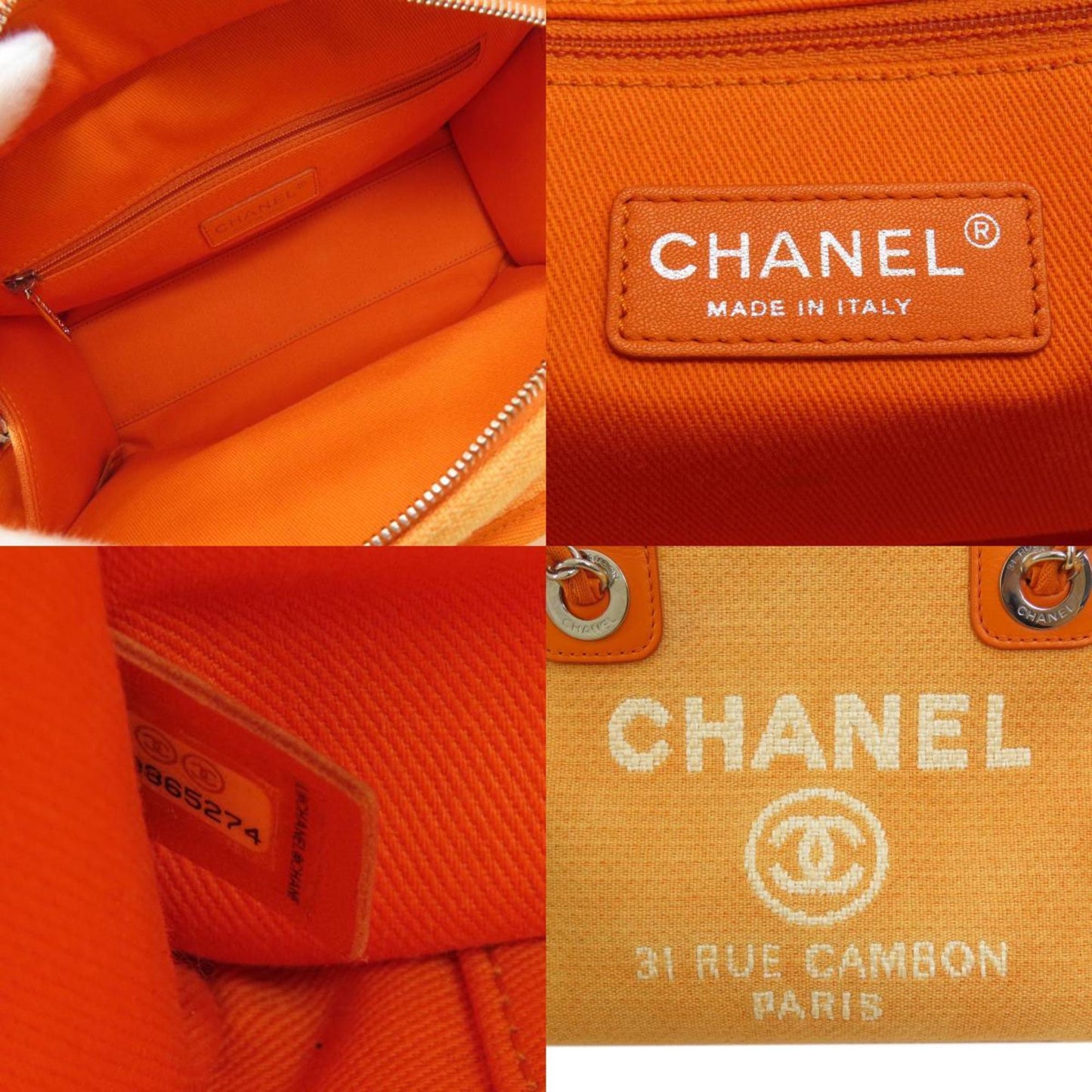 Chanel Sac Deauville en toile orange