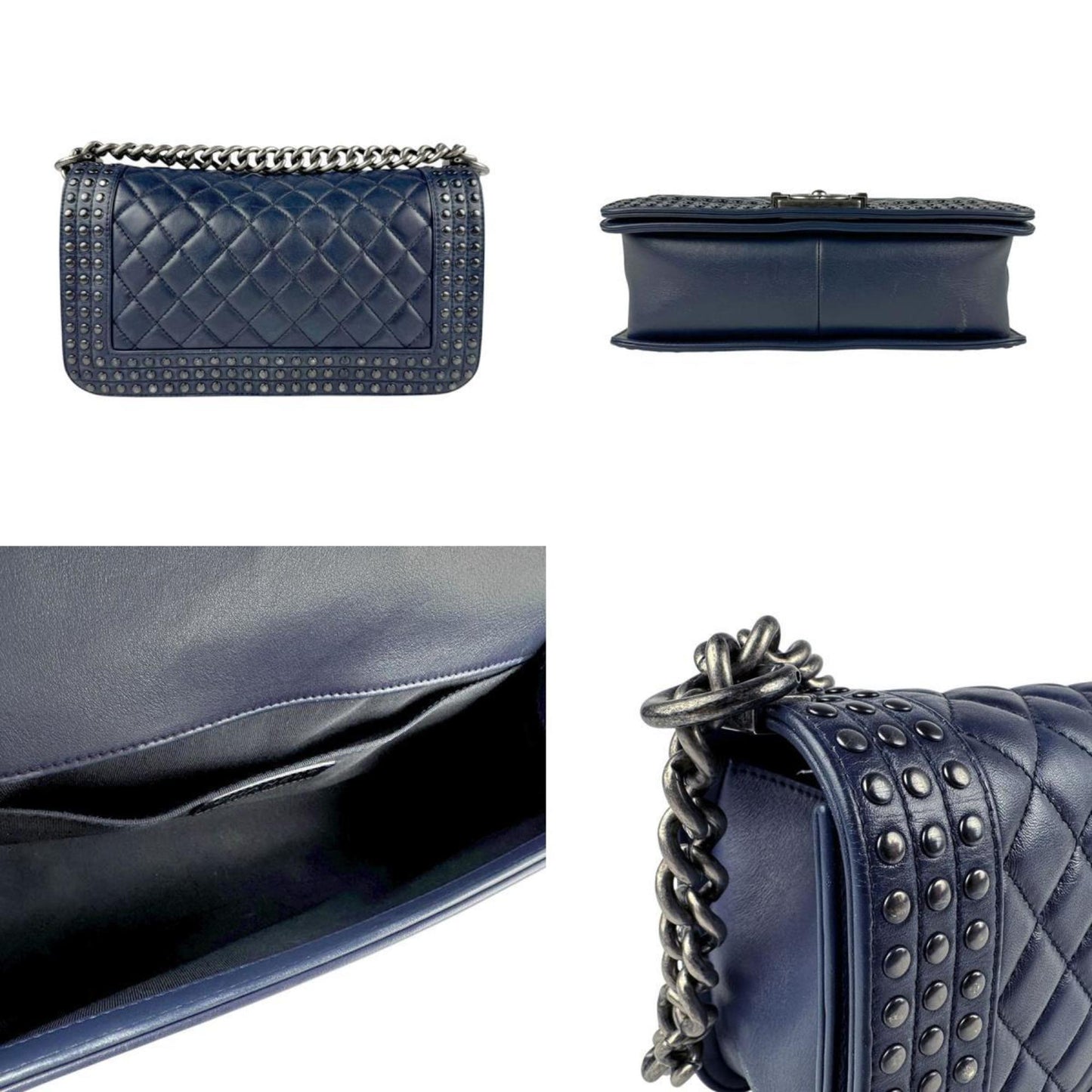 Chanel Sac Boy en cuir bleu