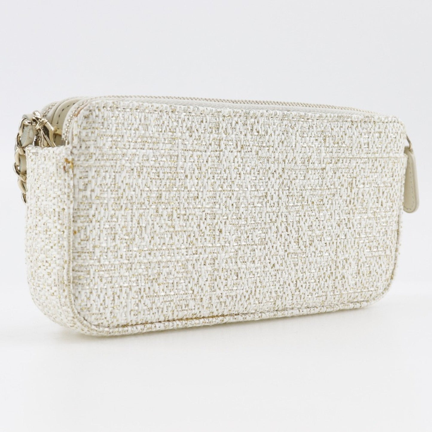 Chanel Sac Deauville en tweed blanc