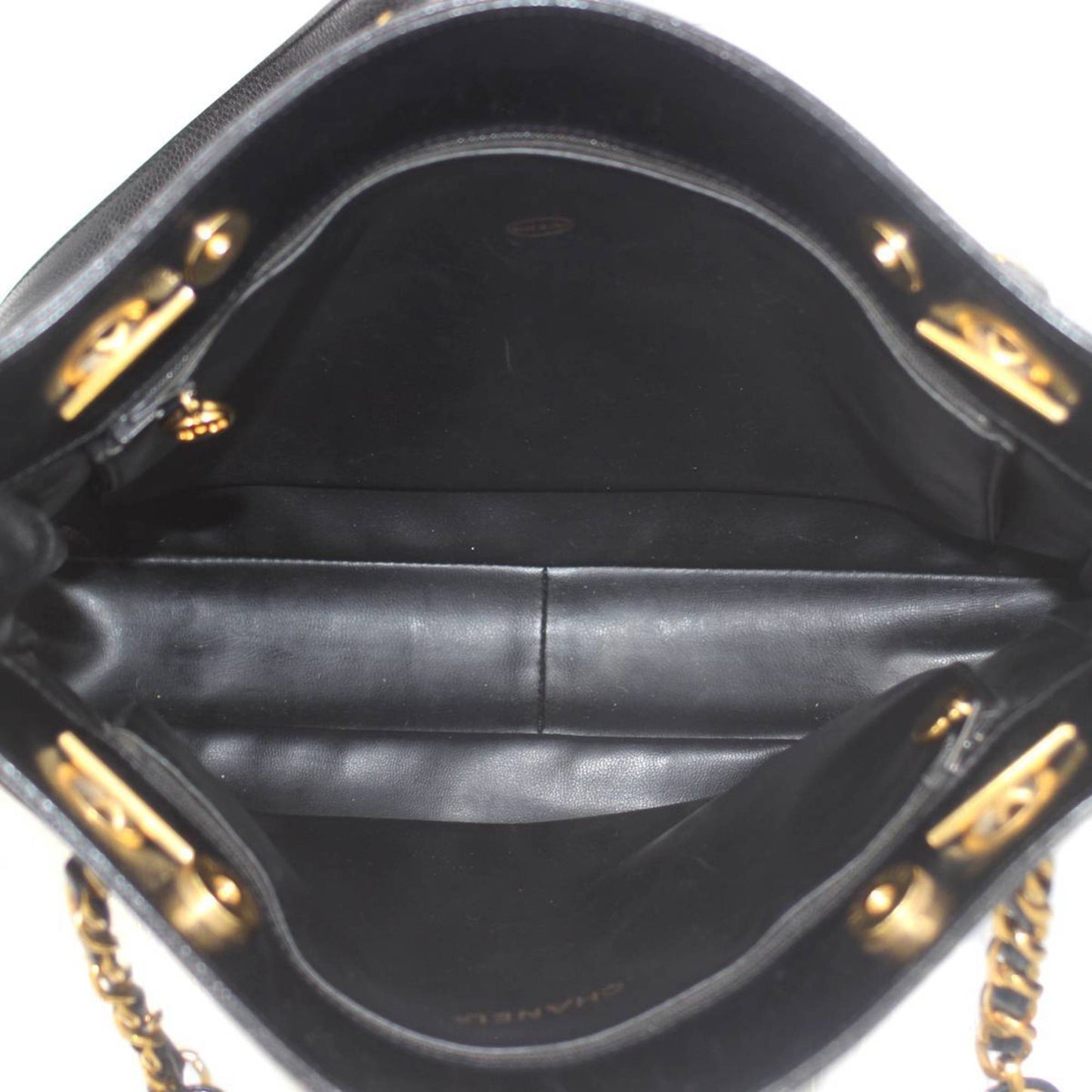 Chanel Sac Chain Tote en cuir caviar noir