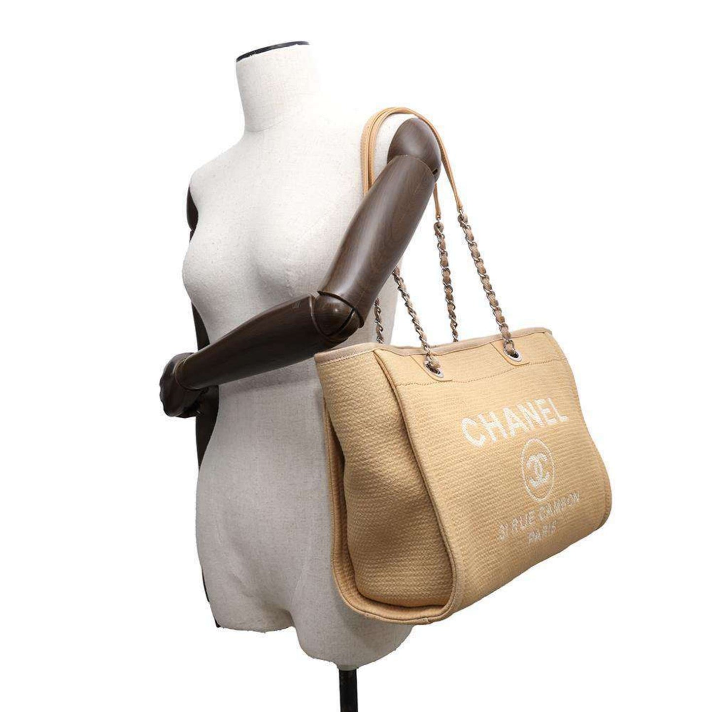 Chanel Sac Deauville en toile beige