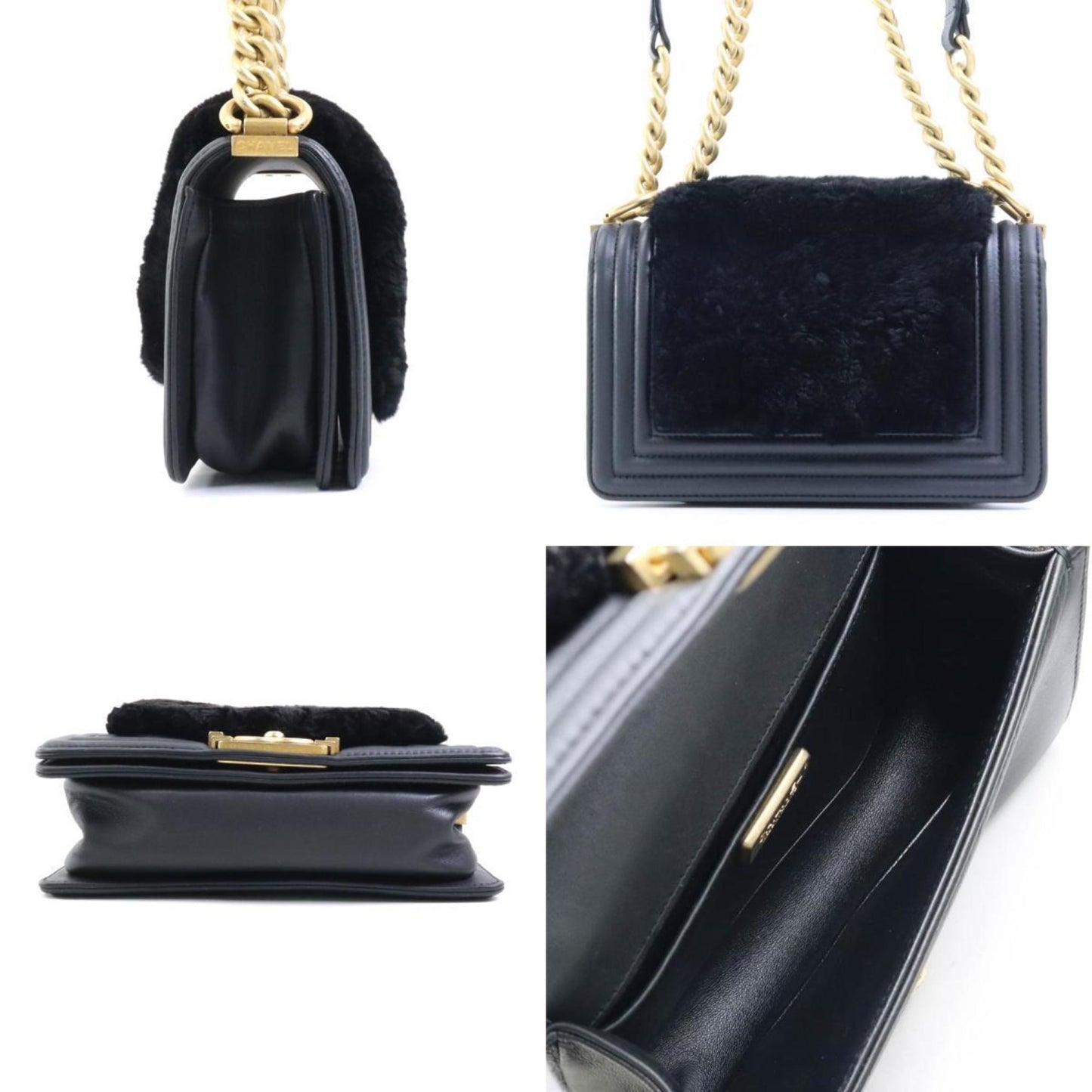 Chanel Sac Boy en fourrure noir