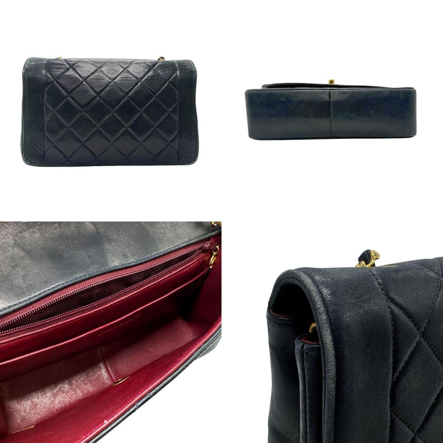 Chanel Sac Diana en cuir bleu