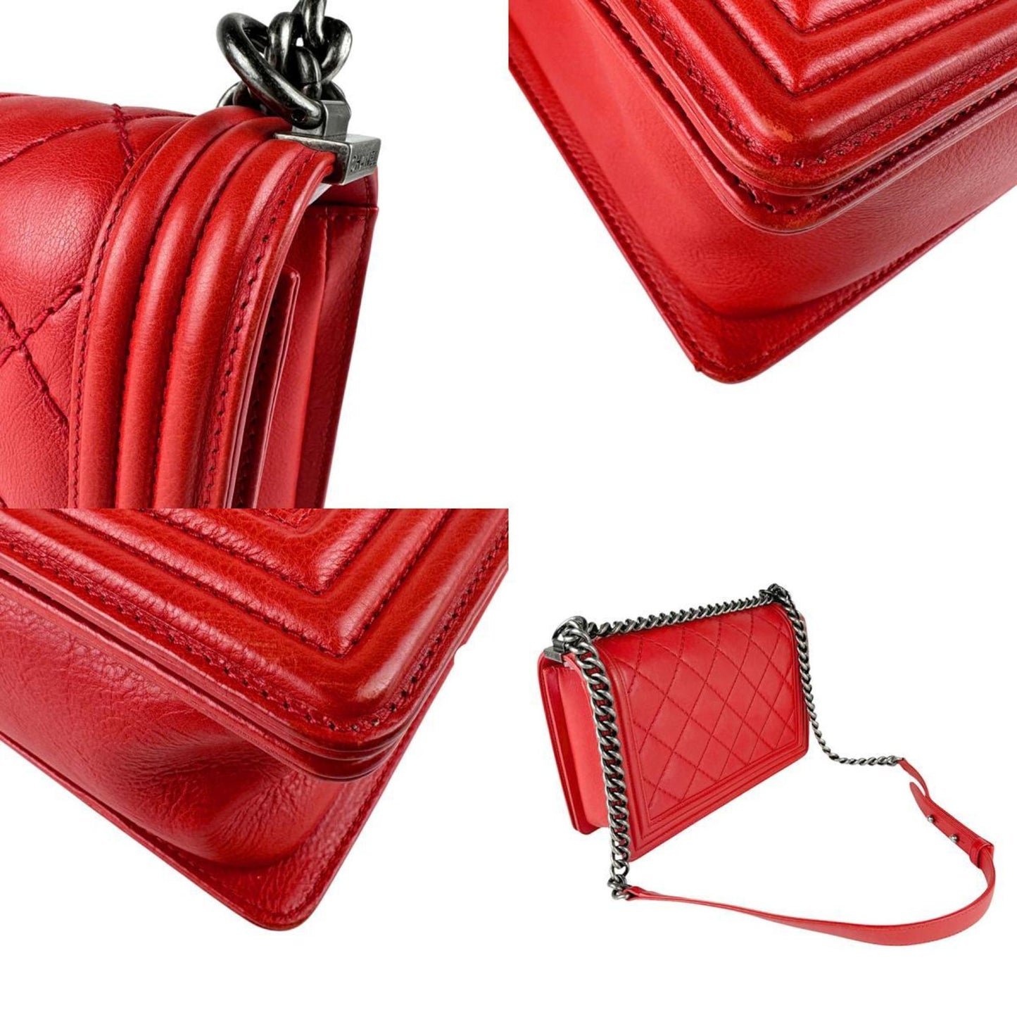 Chanel Sac Boy en cuir rouge
