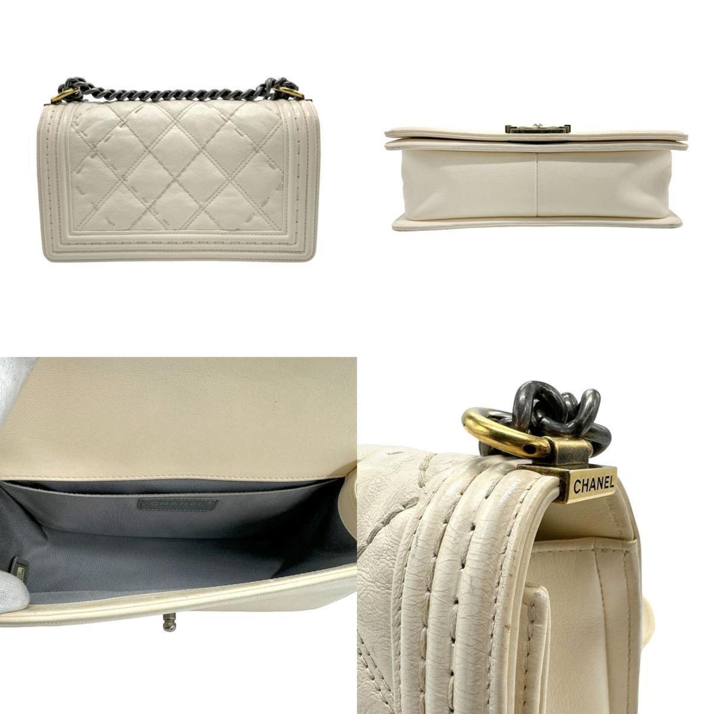 Chanel Sac Boy en cuir blanc