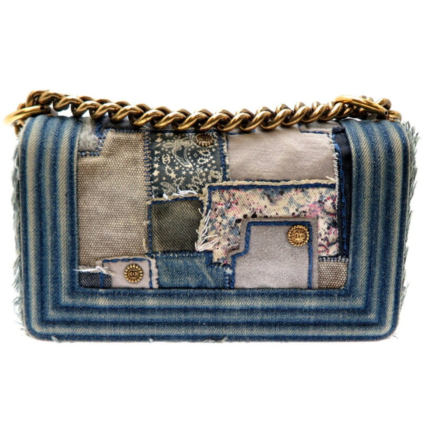 Chanel Sac Boy en denim bleu