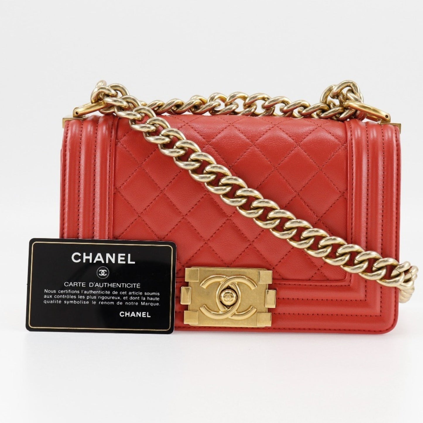 Chanel Sac Boy en cuir rouge