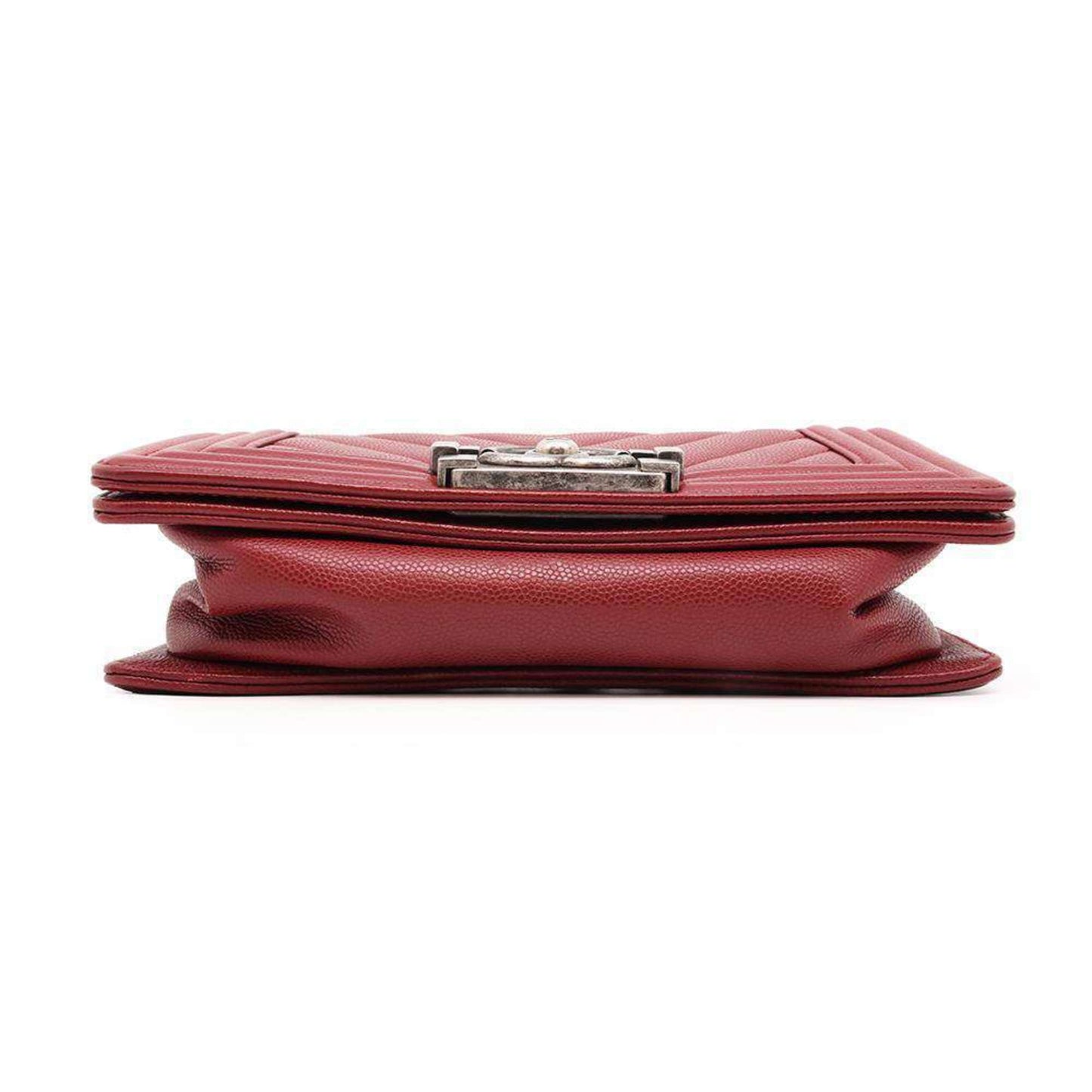 Chanel Sac Boy en cuir caviar rouge