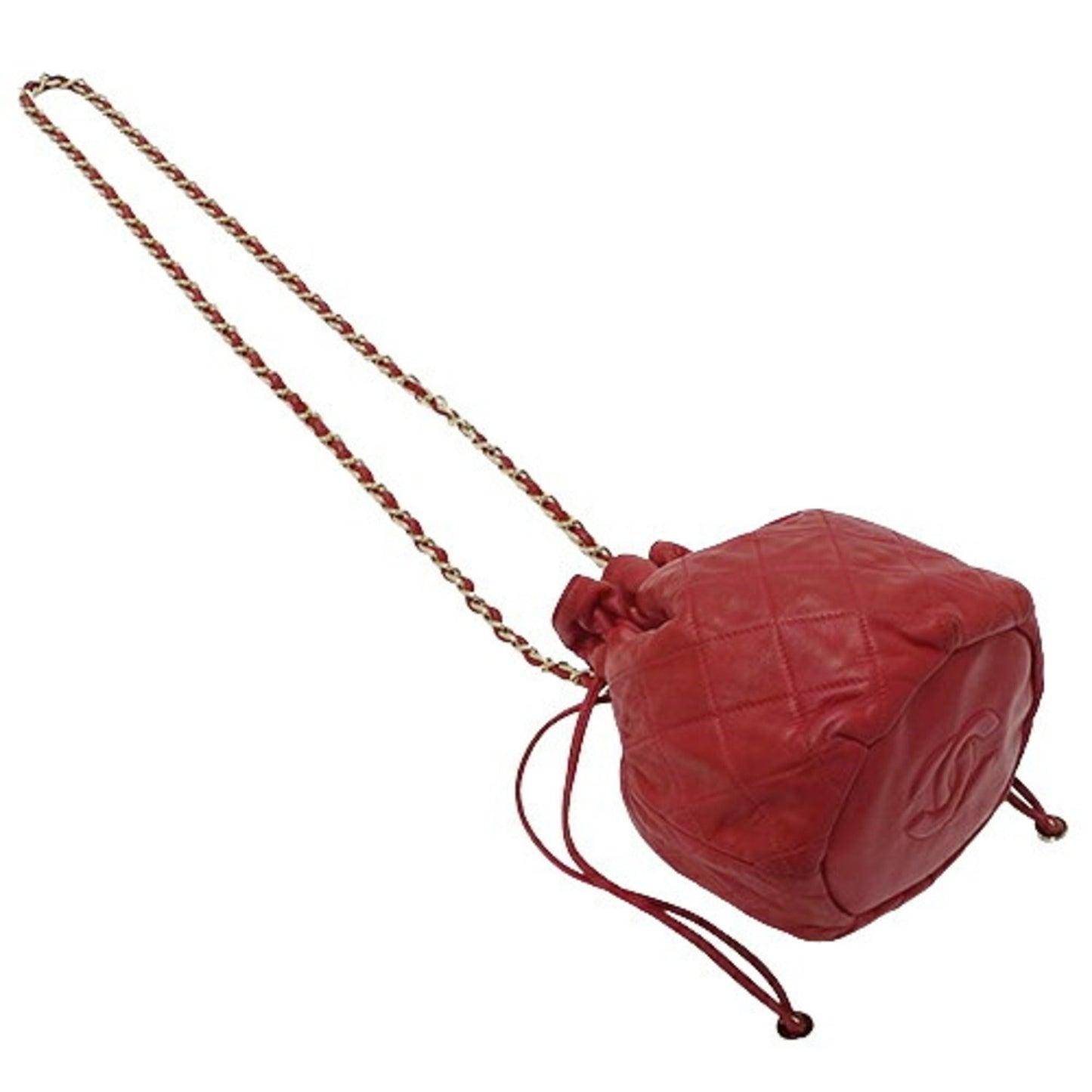 Chanel Sac Bucket en cuir rouge