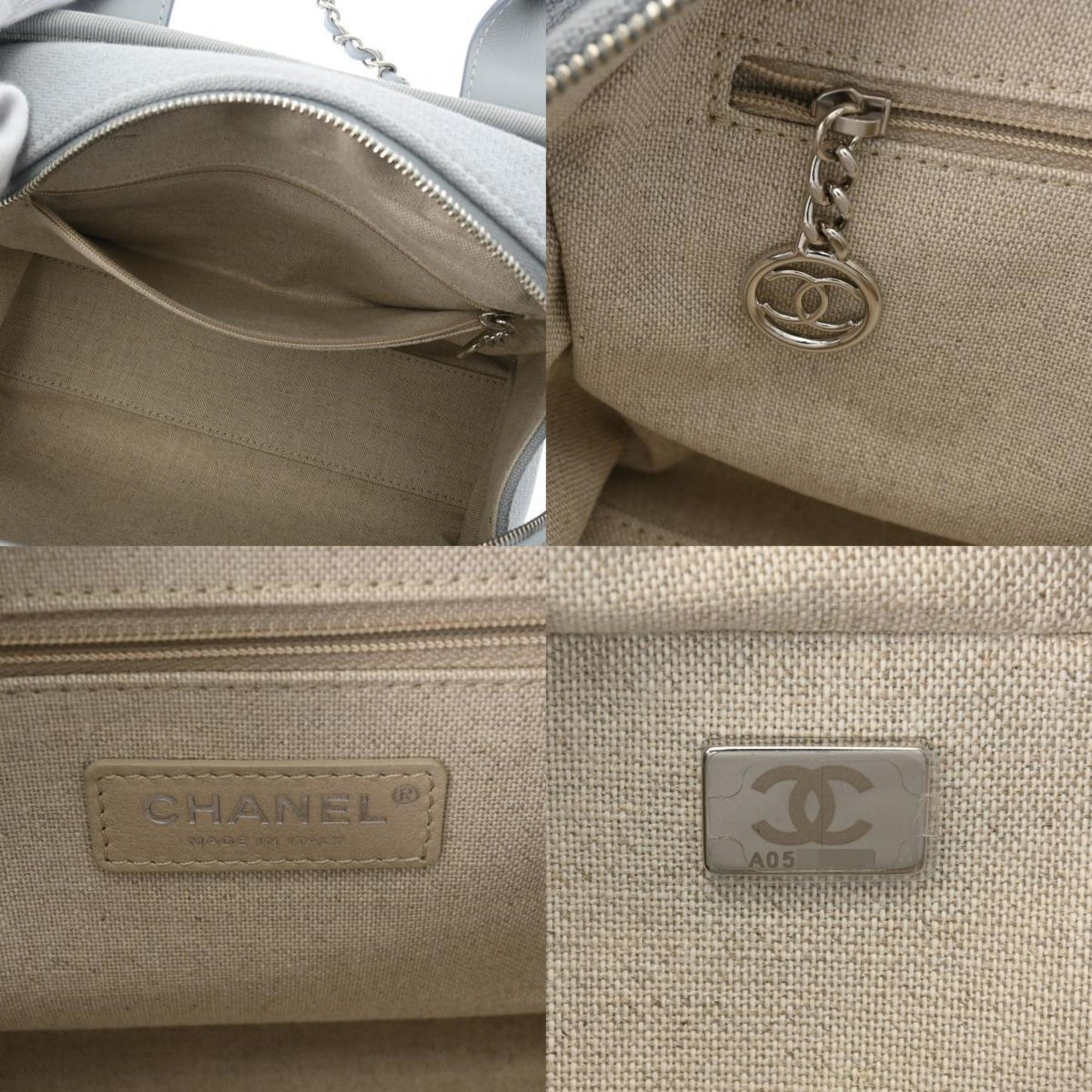 Chanel Sac Deauville en toile bleu
