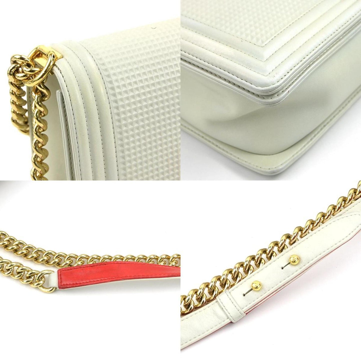 Chanel Sac Boy en cuir blanc