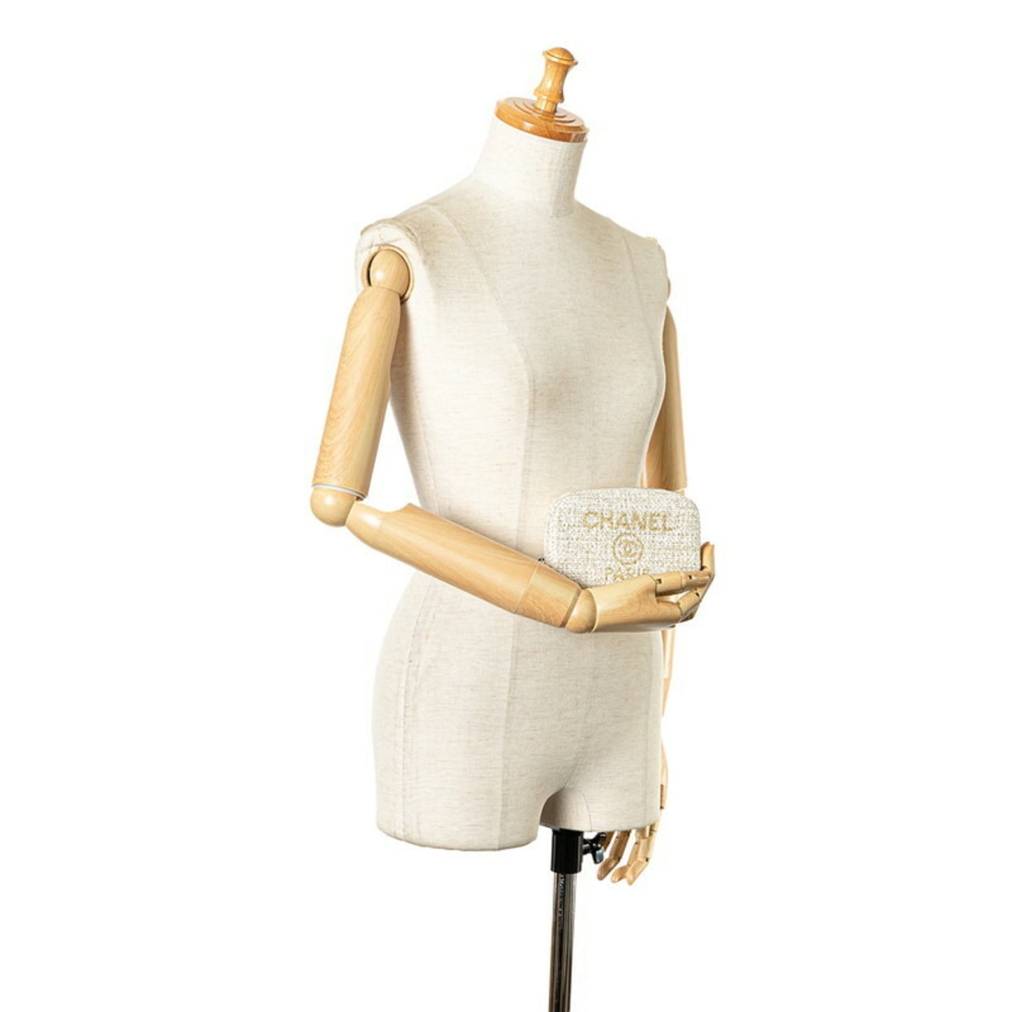 Chanel Sac Deauville en tweed blanc