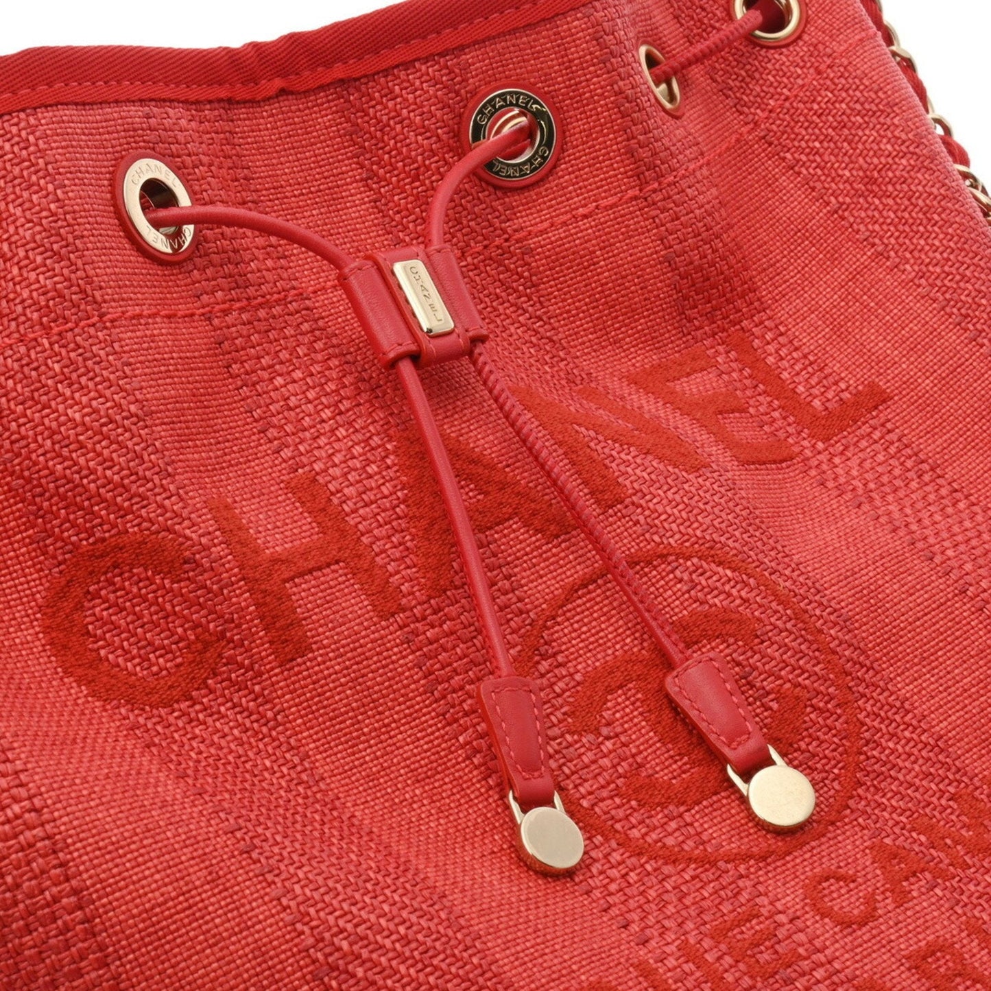 Chanel Sac Deauville en paille rouge