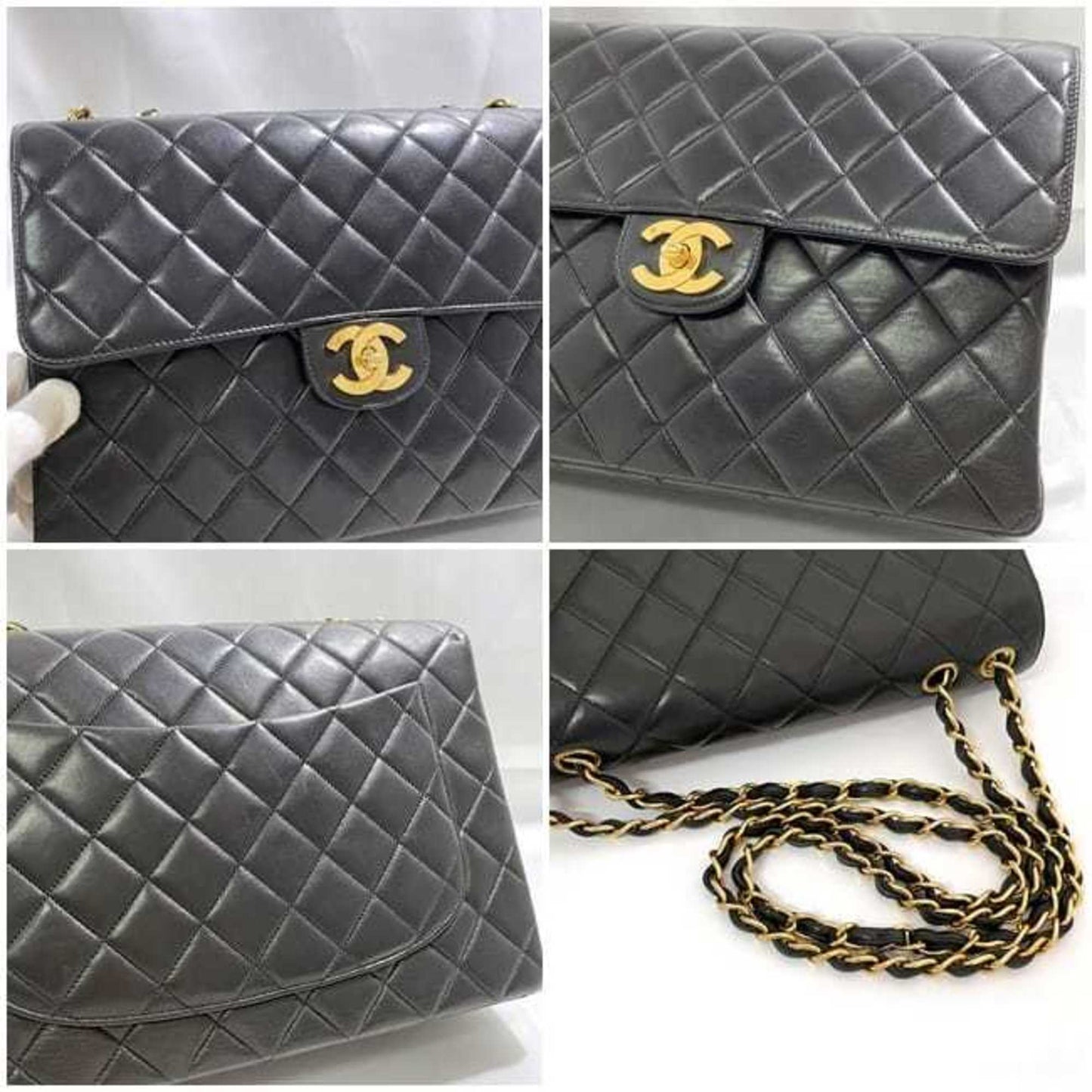 Chanel Sac Chain Flap en cuir noir