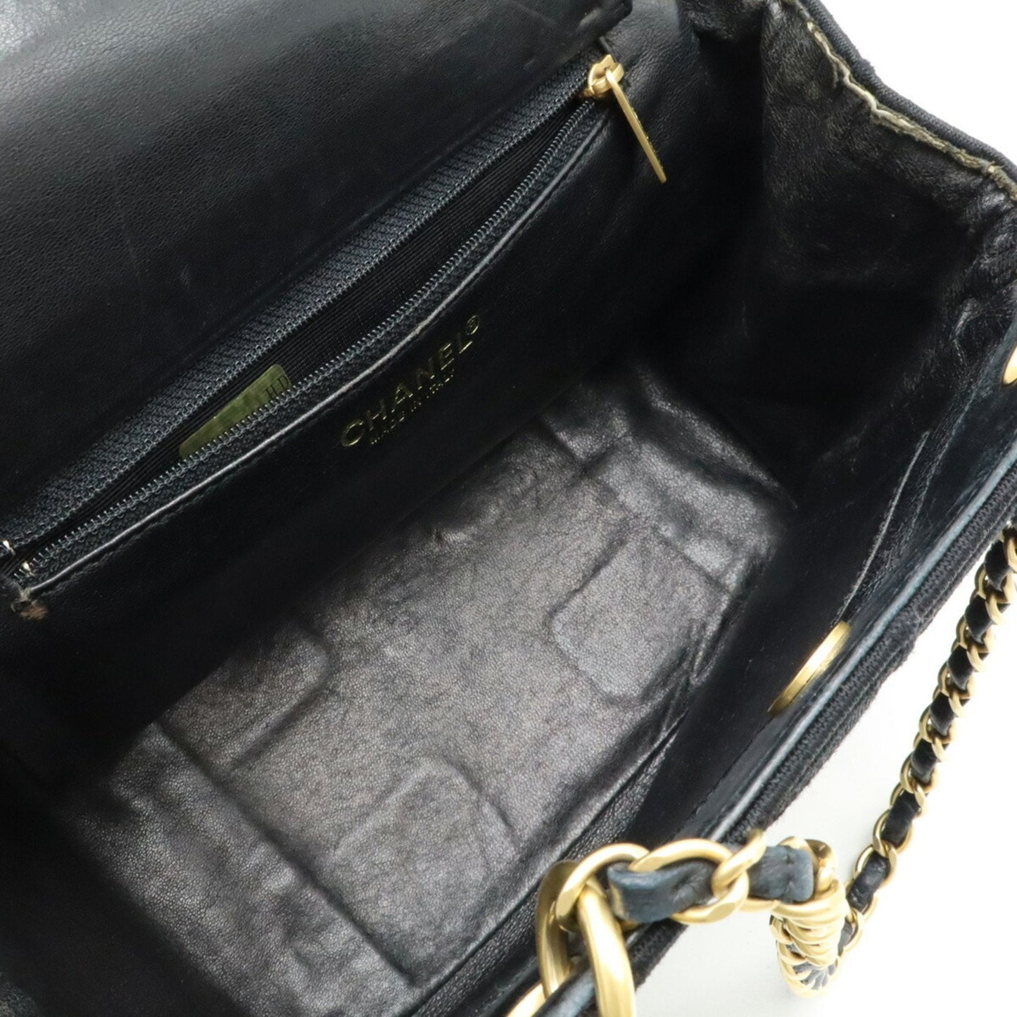 Chanel Sac Chain Tote en coton noir
