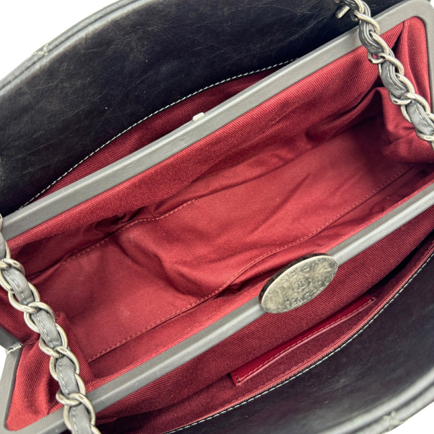 Chanel Sac Mademoiselle en cuir gris