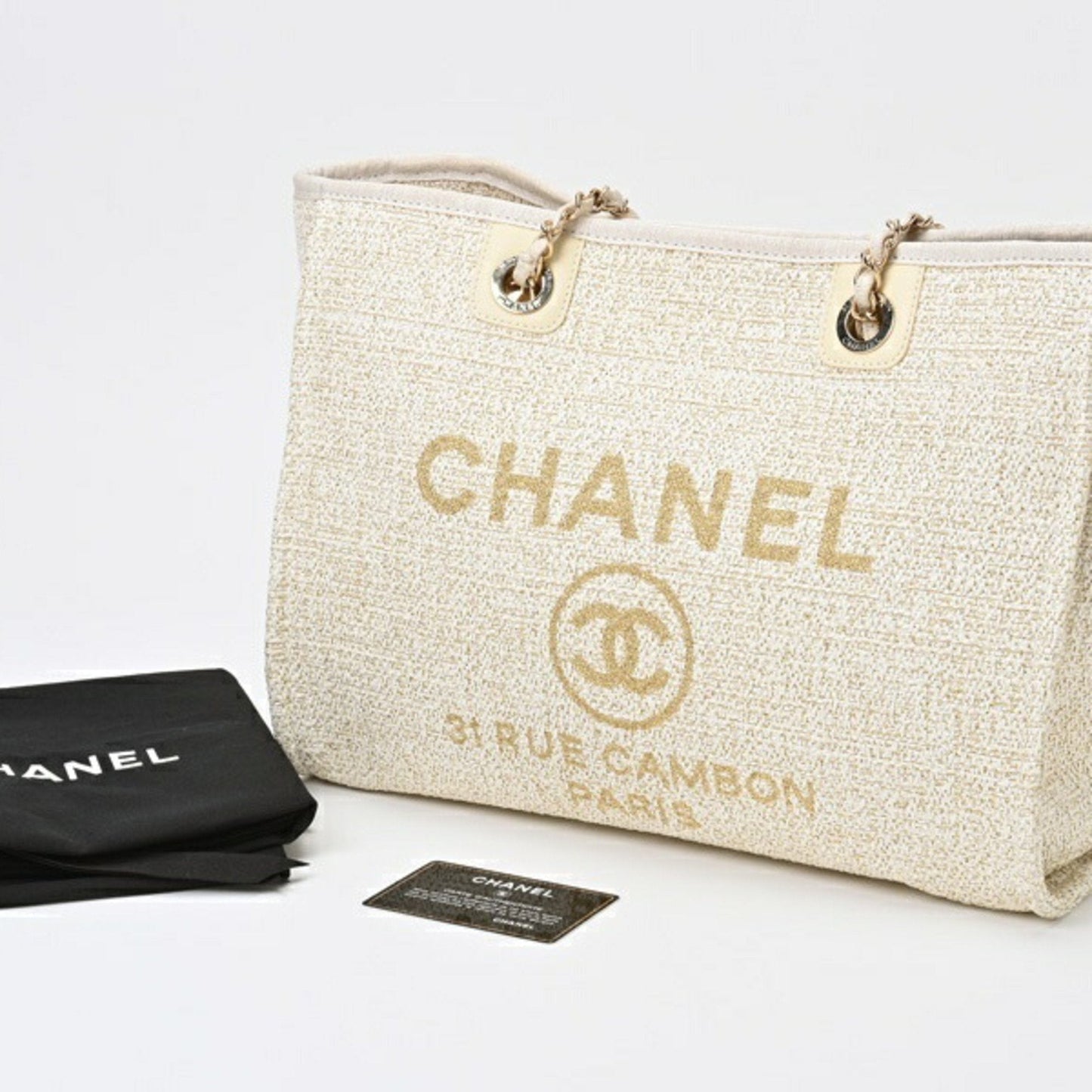 Chanel Sac Deauville en paille blanc