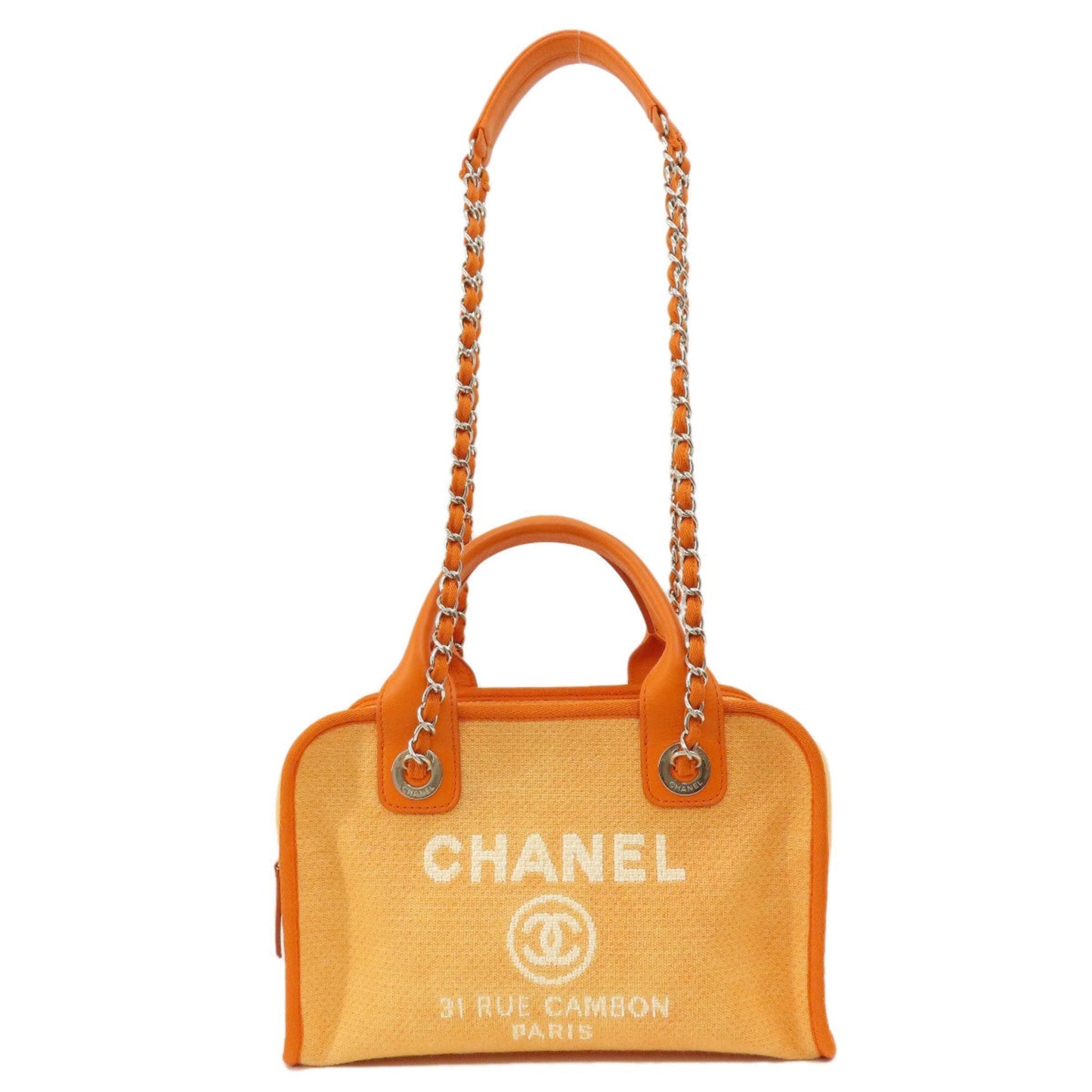 Chanel Sac Deauville en toile orange