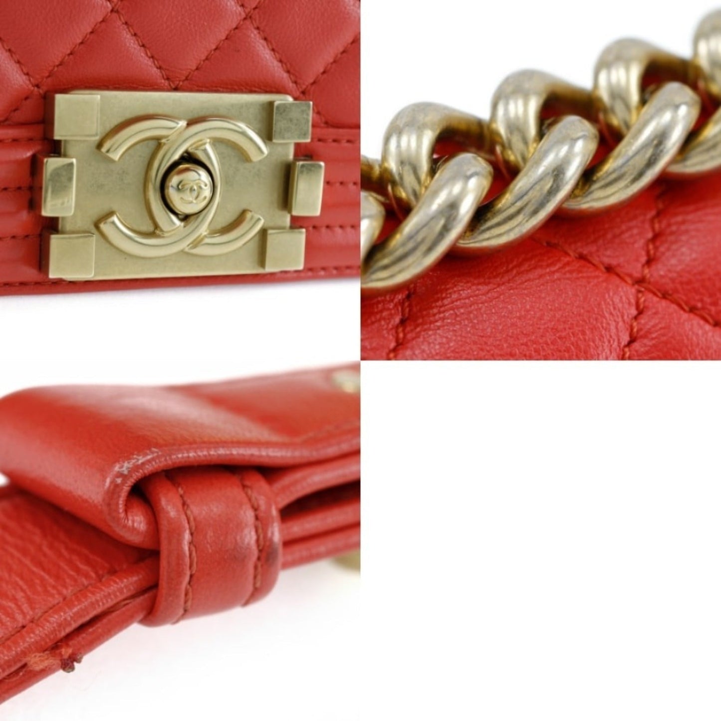 Chanel Sac Boy en cuir rouge