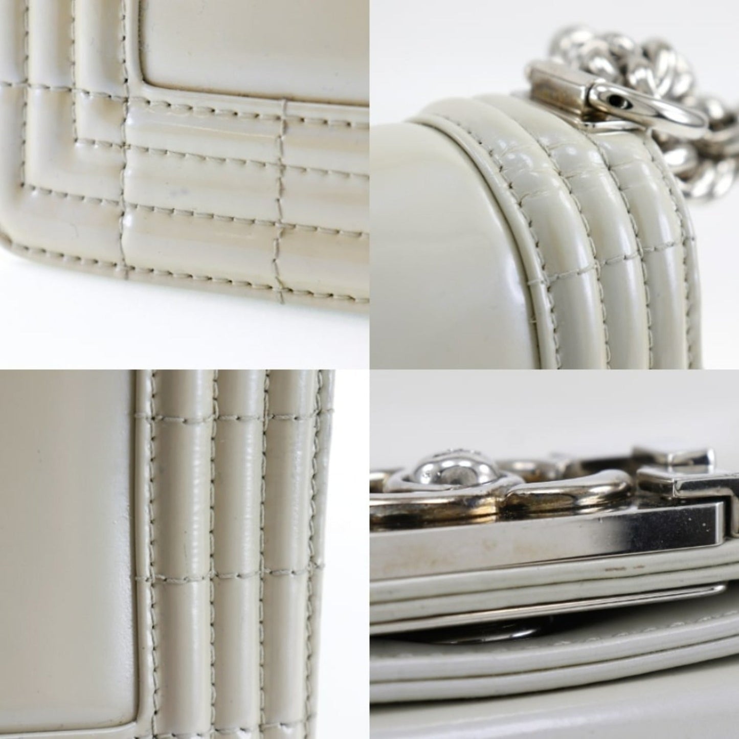 Chanel Sac Boy en cuir blanc