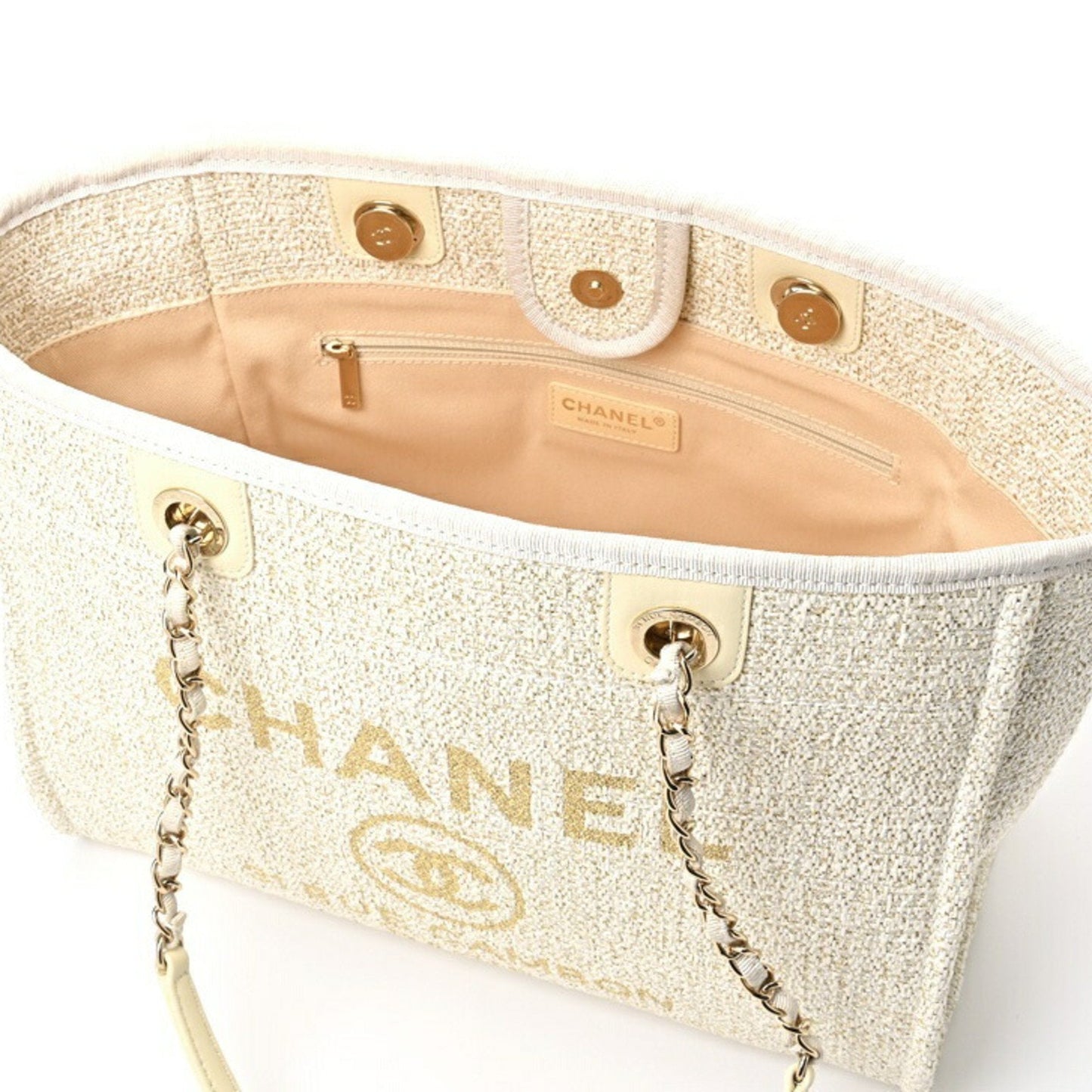 Chanel Sac Deauville en paille blanc