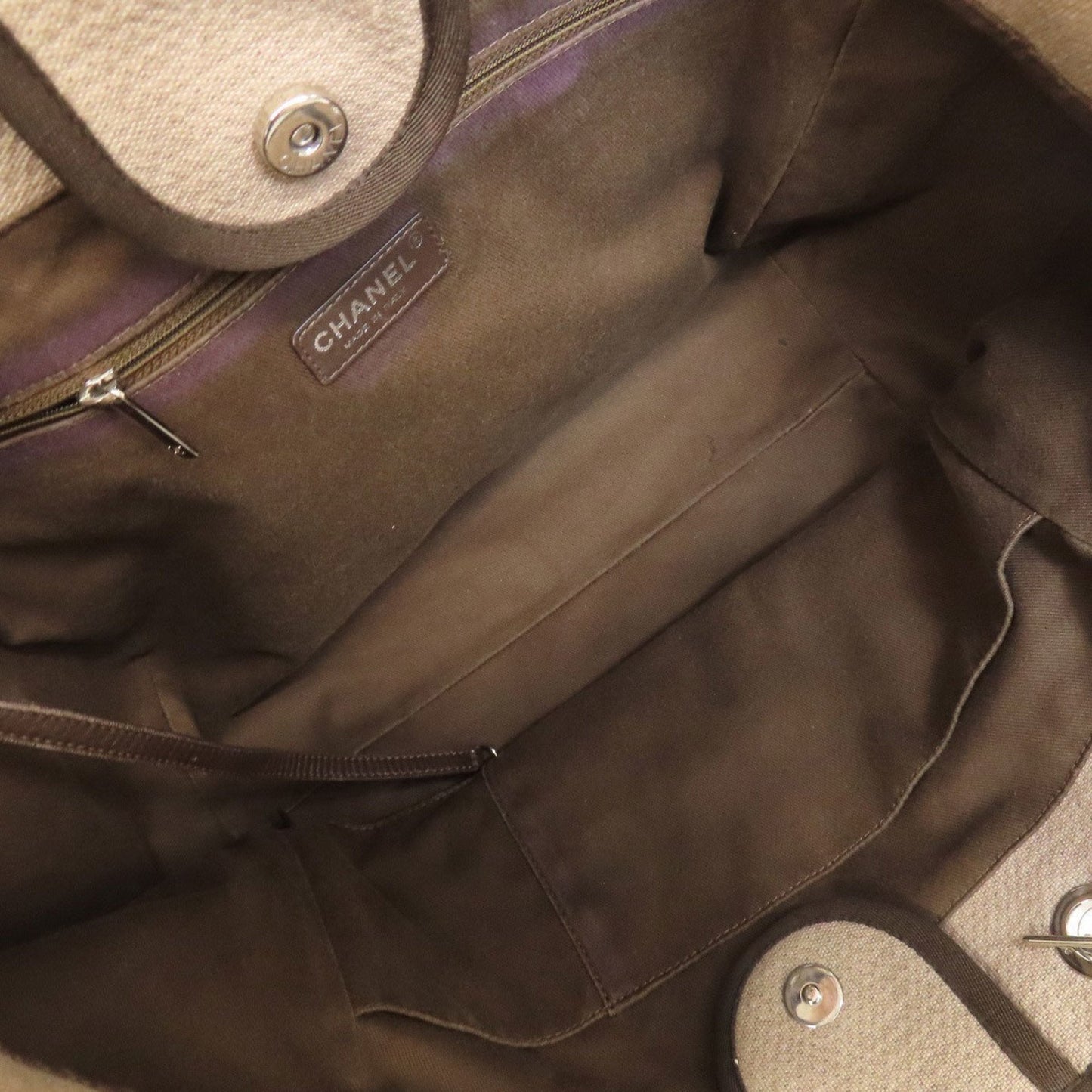 Chanel Sac Deauville en toile marron