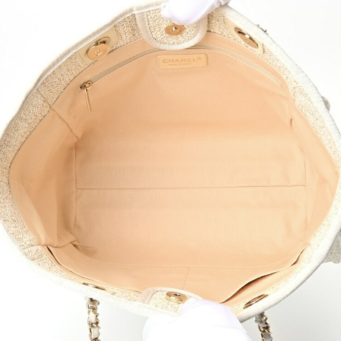 Chanel Sac Deauville en paille blanc