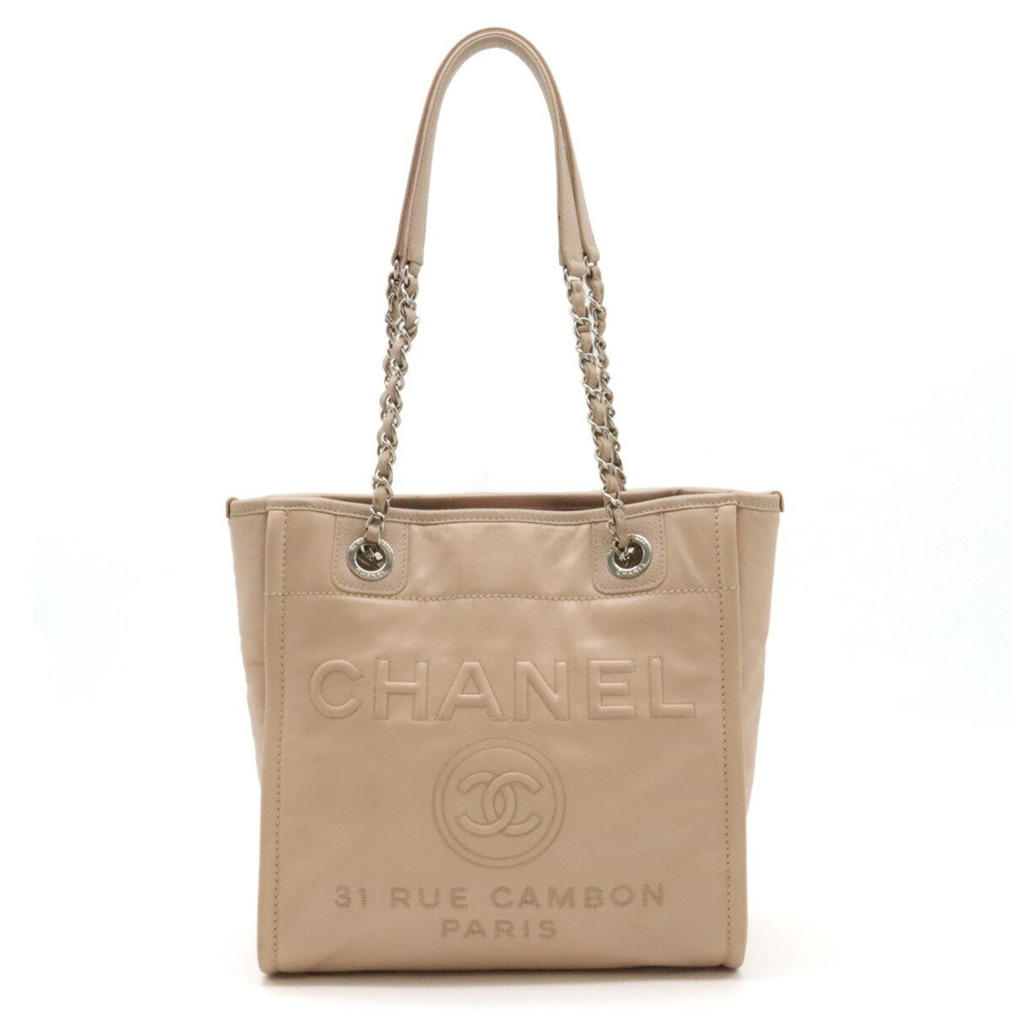 Chanel Sac Deauville en cuir beige