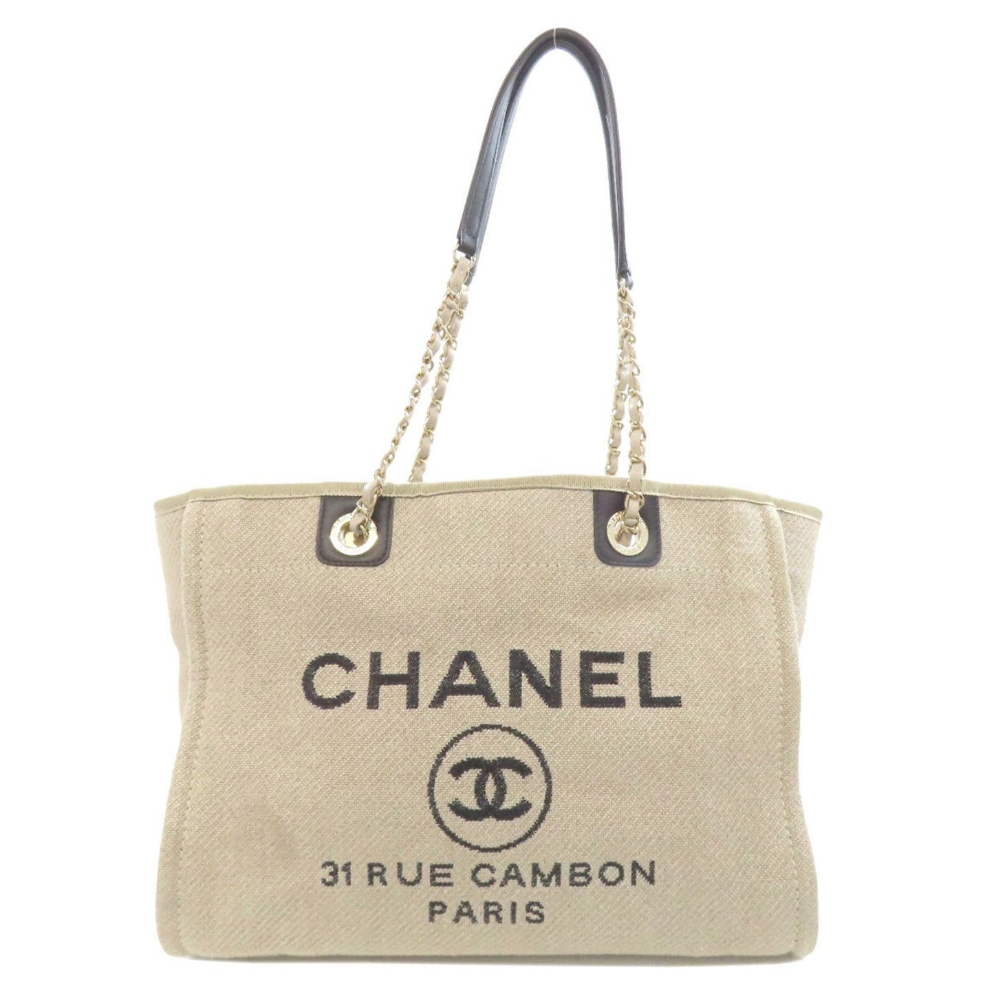 Chanel Sac Deauville en toile beige