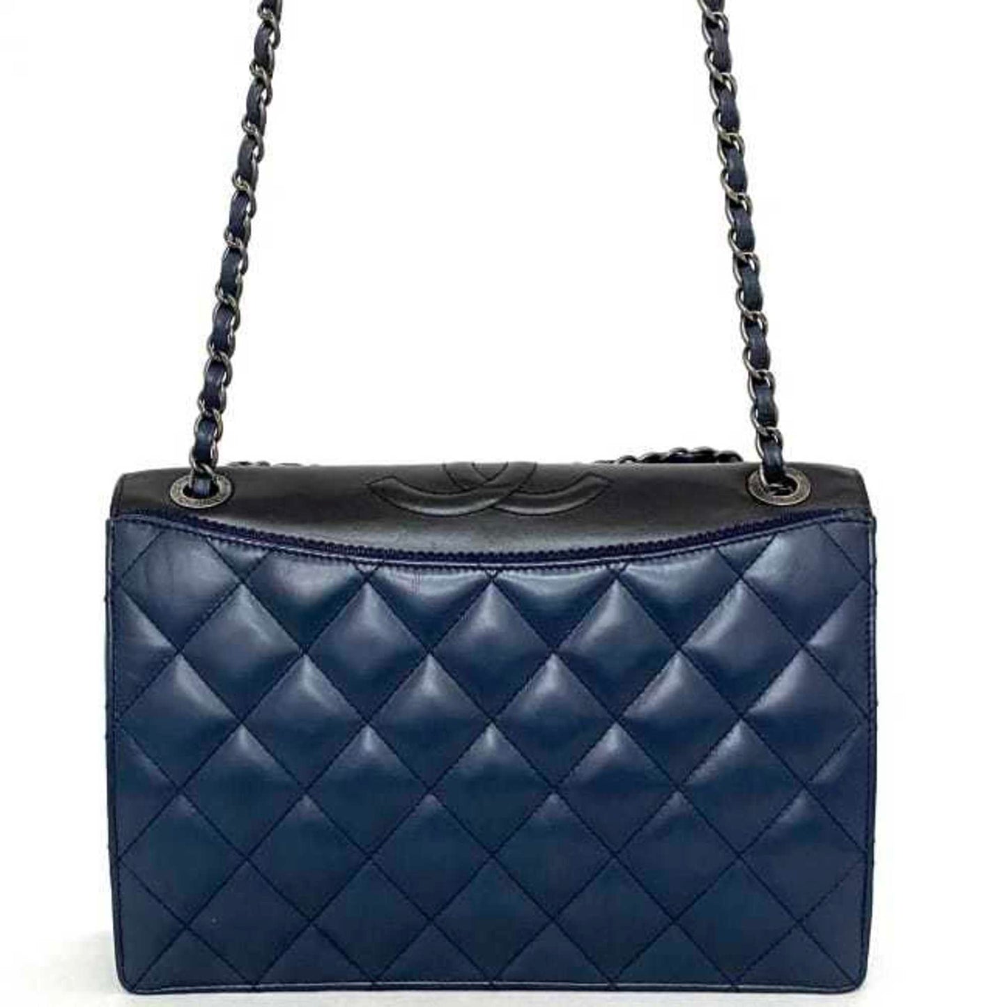 Chanel Sac Single Flap en cuir bleu