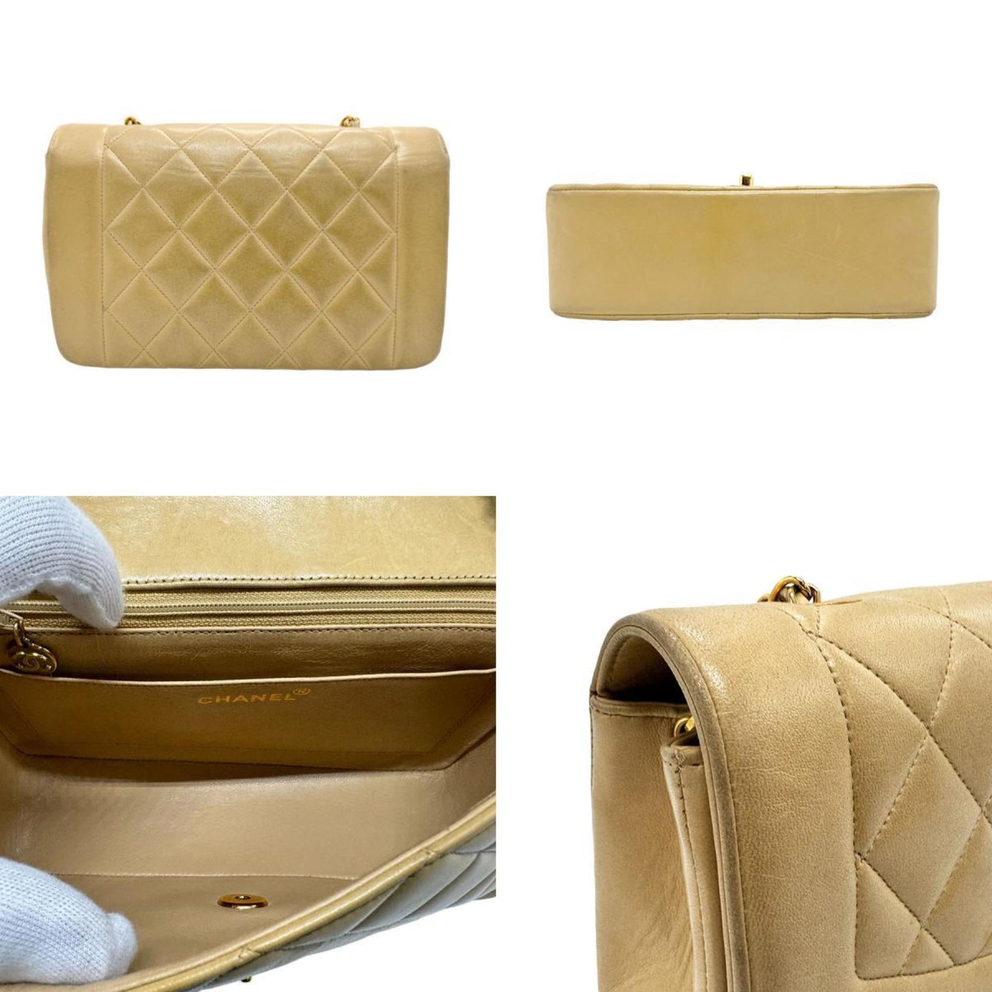 Chanel Sac Diana en cuir beige
