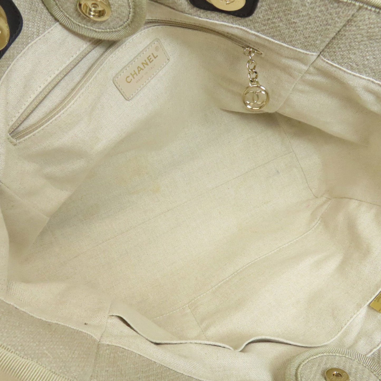 Chanel Sac Deauville en toile beige