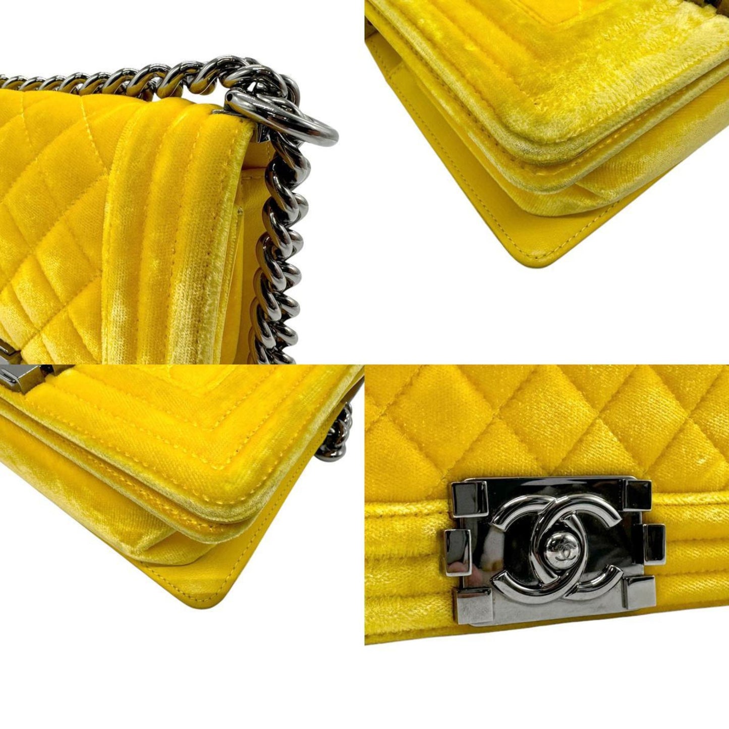 Chanel Sac Boy en velours jaune