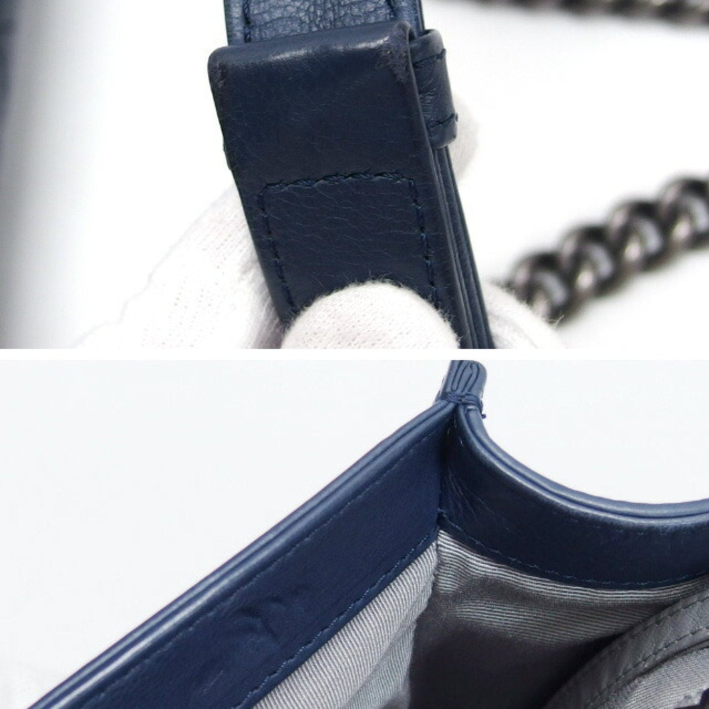 Chanel Sac Boy en cuir bleu