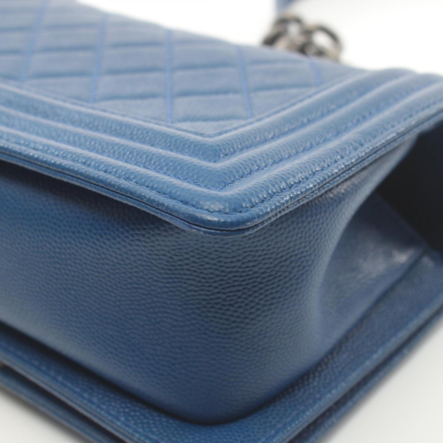 Chanel Sac Boy en cuir bleu
