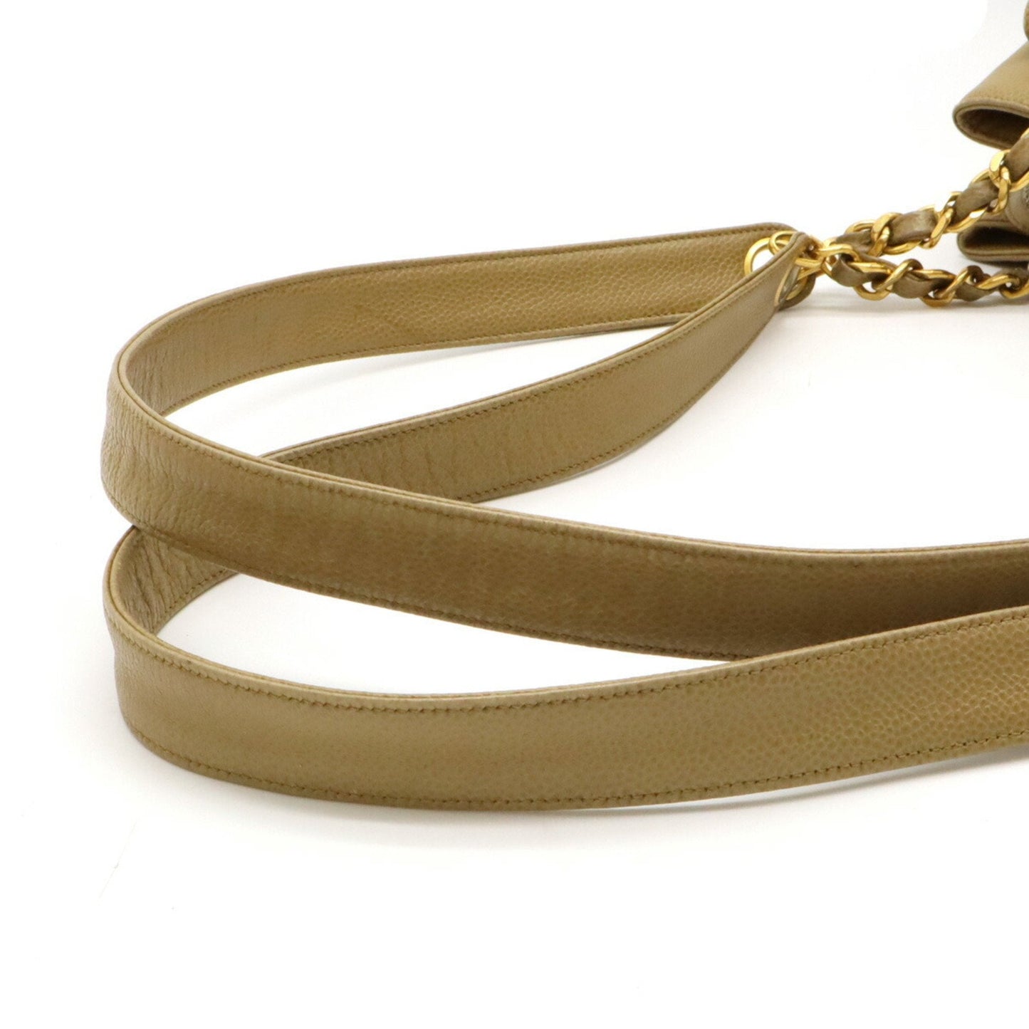 Chanel Sac Chain Tote en cuir caviar beige