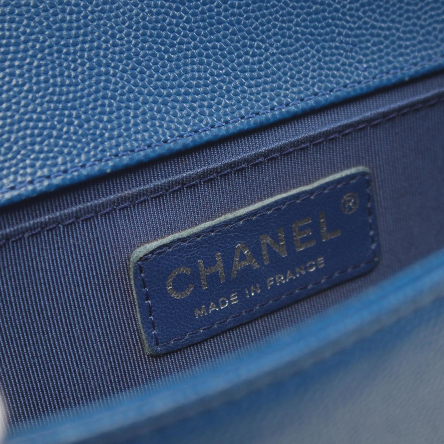 Chanel Sac Boy en cuir bleu