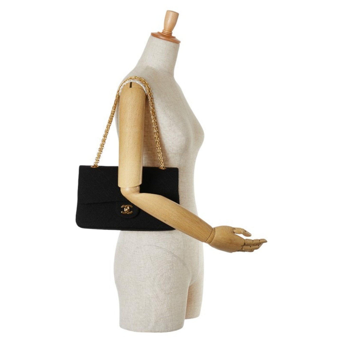Chanel Sac Double Flap en coton noir