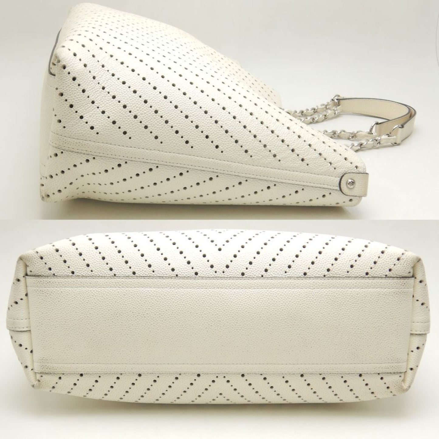 Chanel Sac Chain Tote en cuir caviar gris