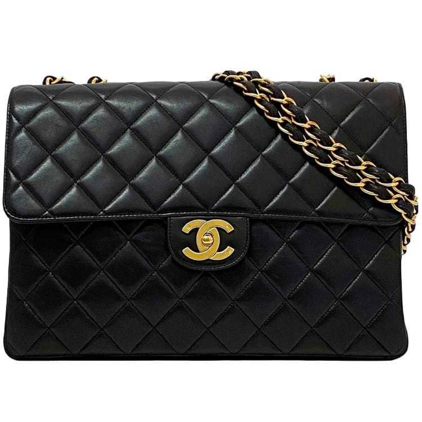 Chanel Sac Chain Flap en cuir noir