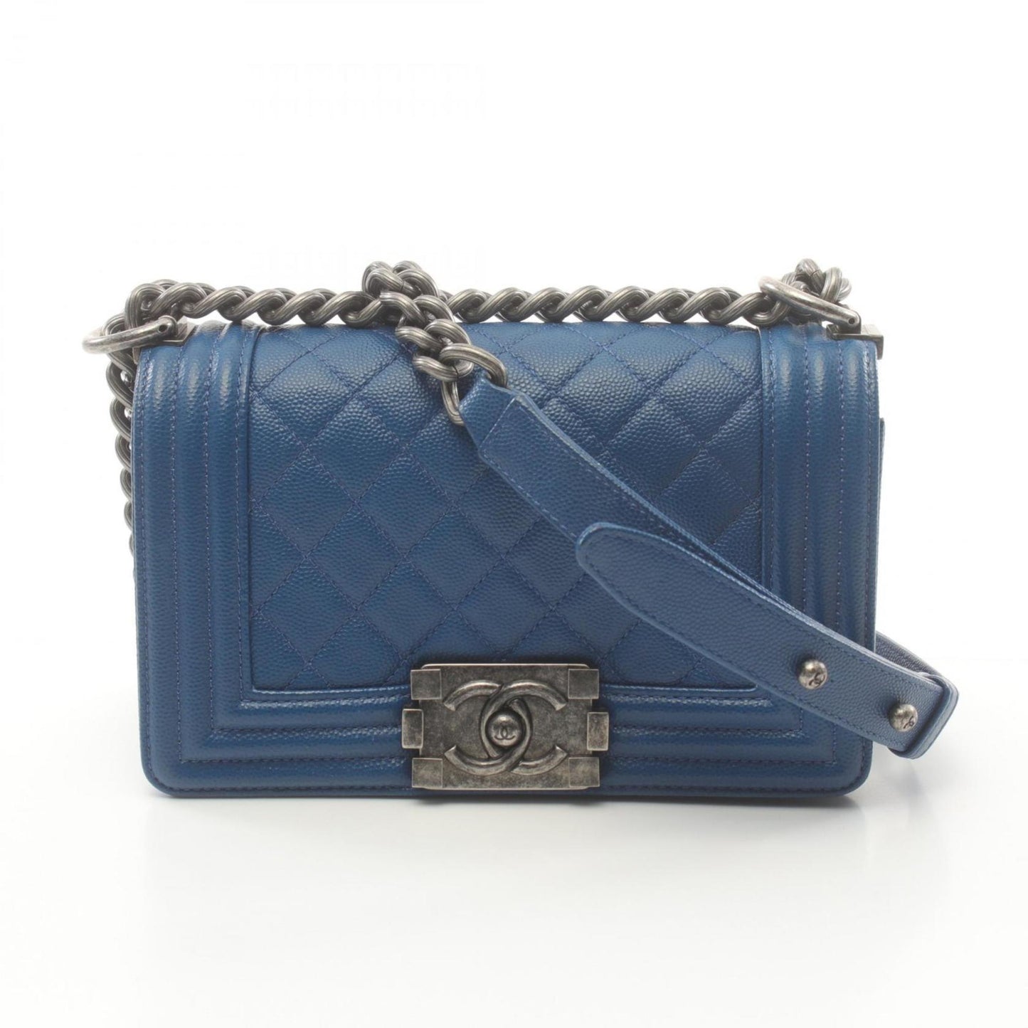 Chanel Sac Boy en cuir bleu