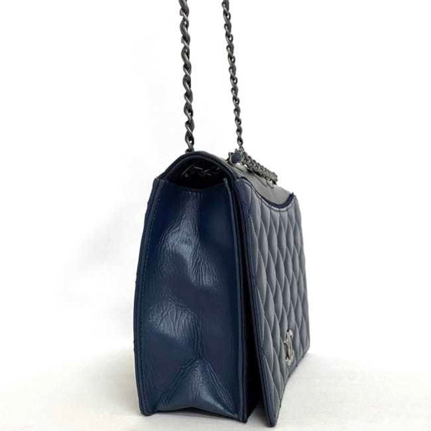 Chanel Sac Single Flap en cuir bleu