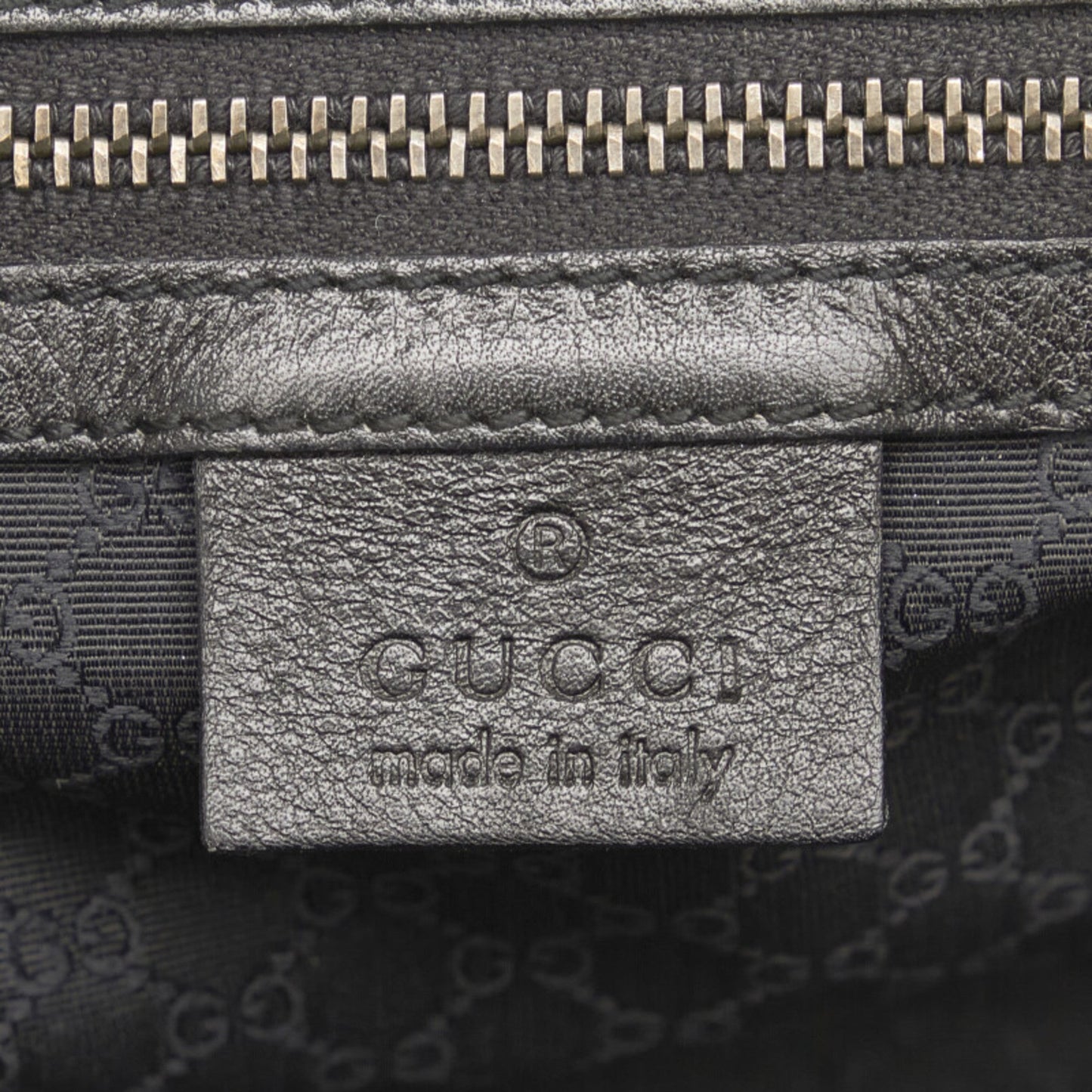 GUCCI Charm Handbag 92726 Black Canvas Leather Women's