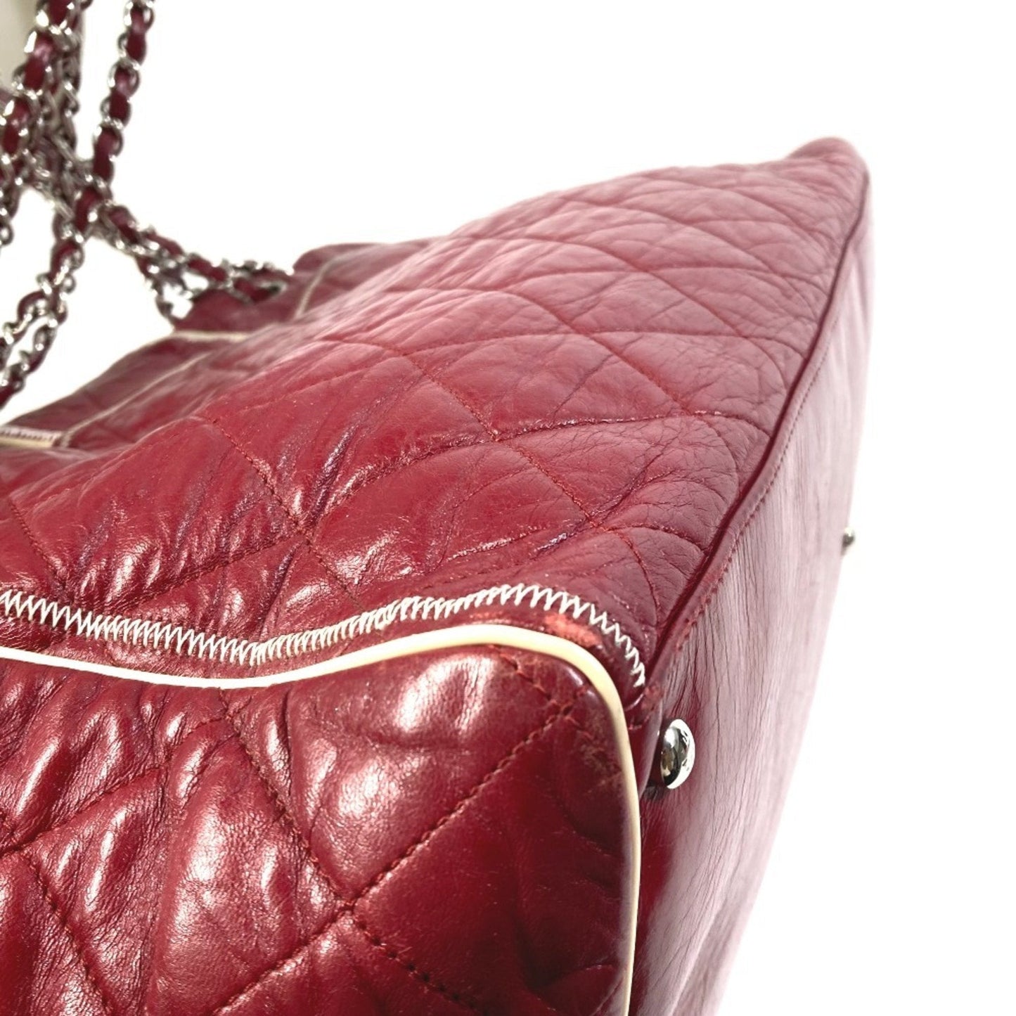 Chanel Sac Chain Tote en cuir rouge