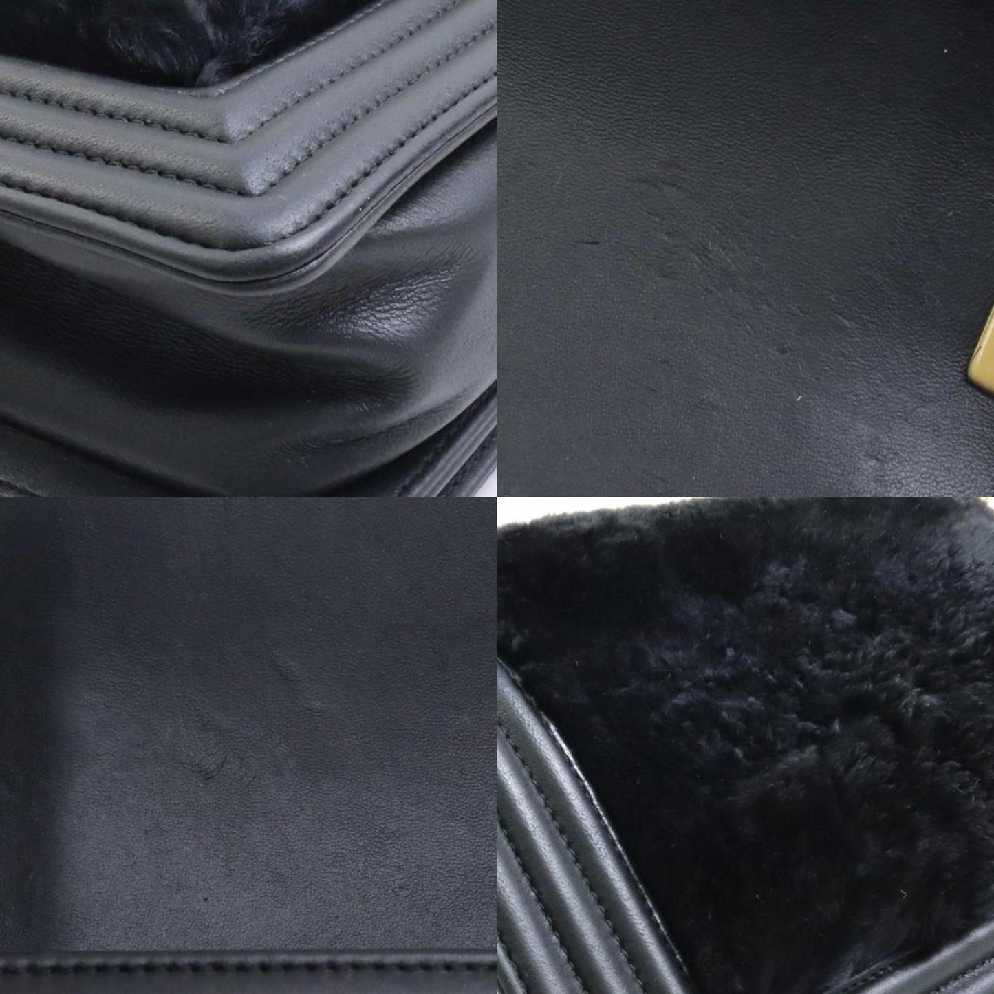 Chanel Sac Boy en fourrure noir