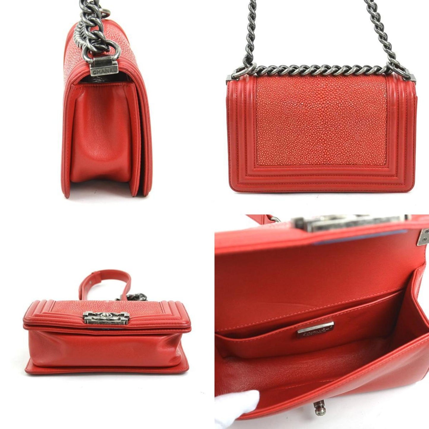 Chanel Sac Boy en cuir rouge