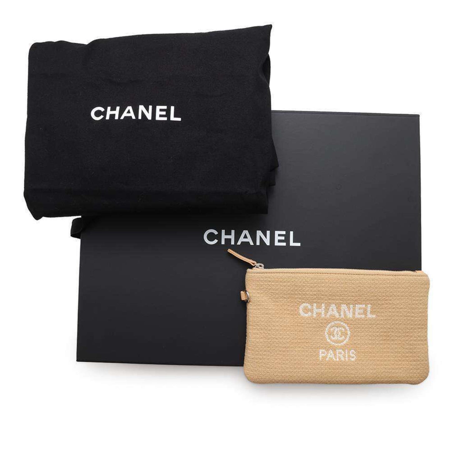 Chanel Sac Deauville en toile beige