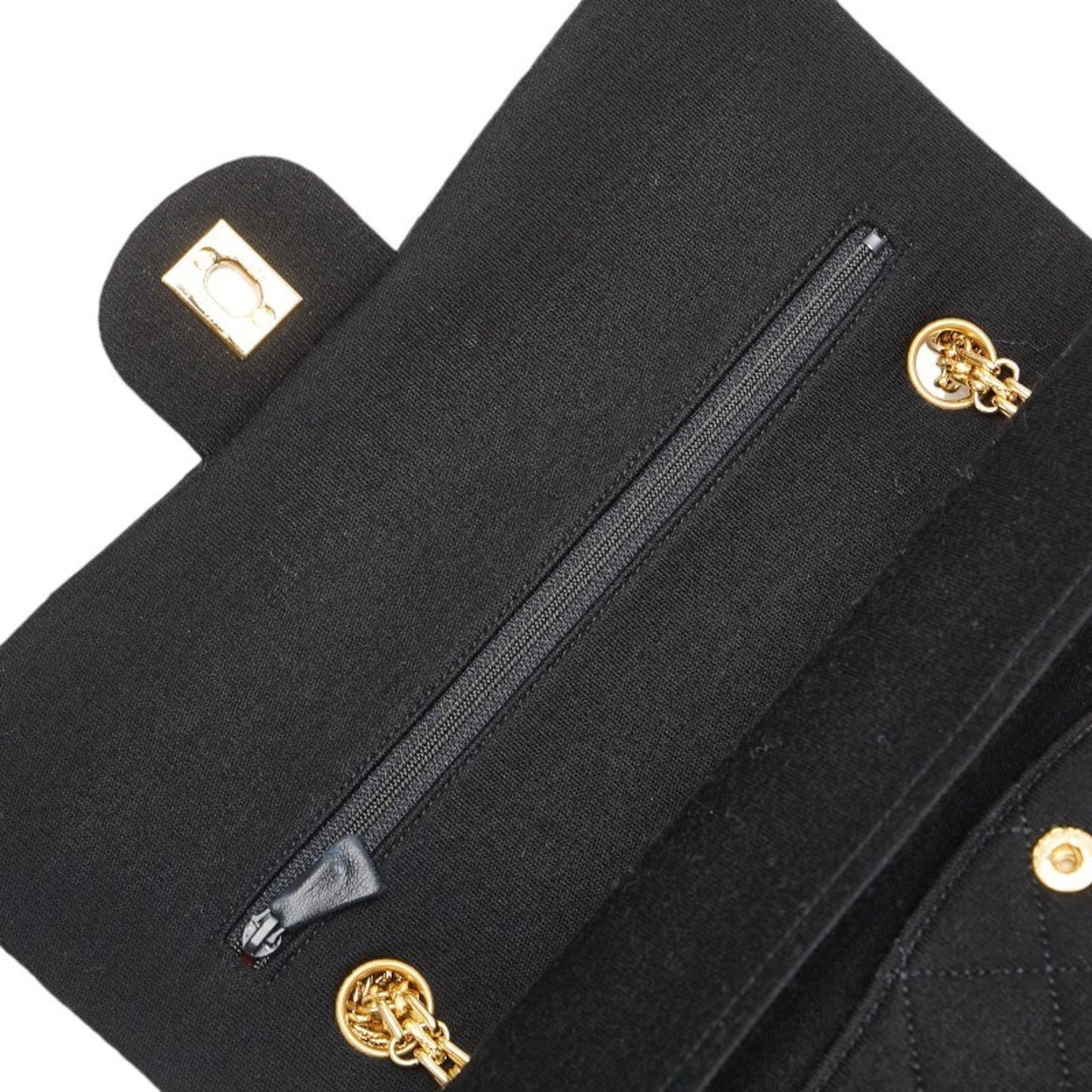 Chanel Sac Double Flap en coton noir